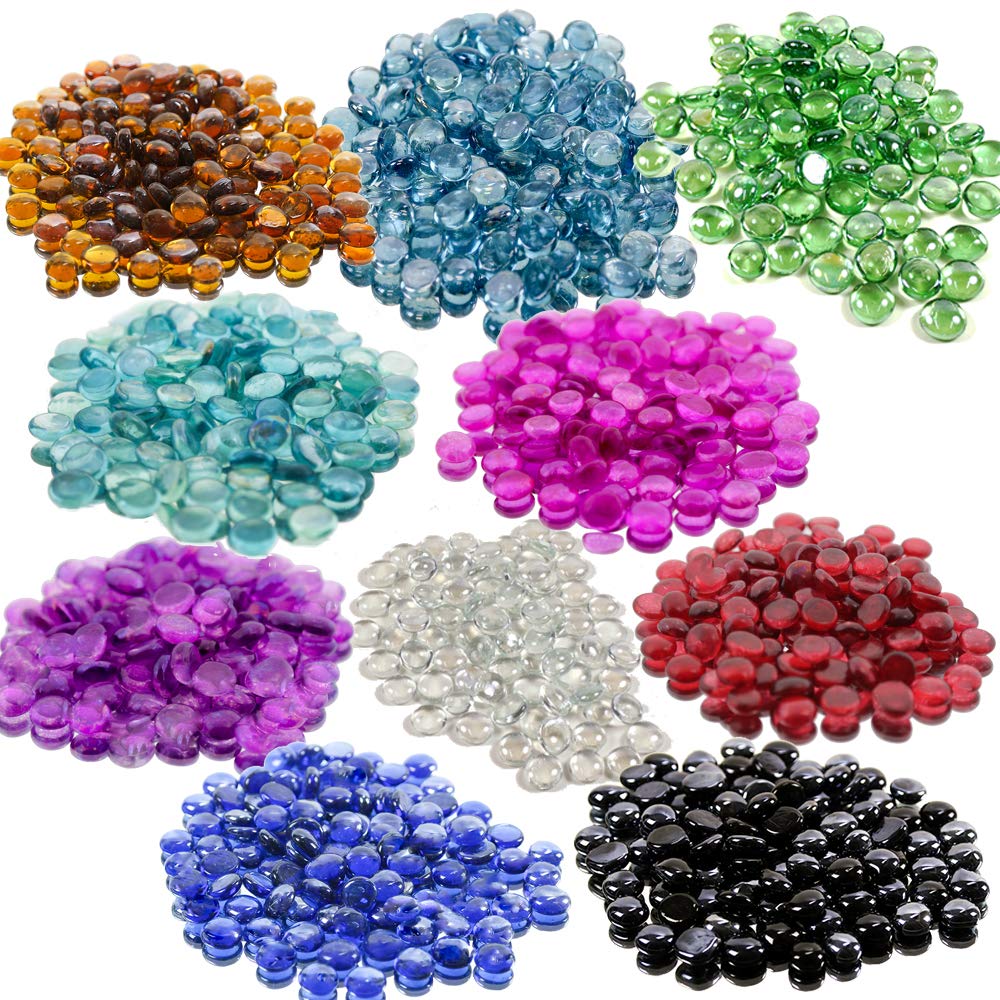 WGV Flat Marbles, Pebbles, Glass Gems for Vase Fillers, Party Table Scatter, Wedding, Decoration, Landscaping, Aquarium Decor, Crystal Rocks, Pink (5 Pounds, Approx 500 pcs)