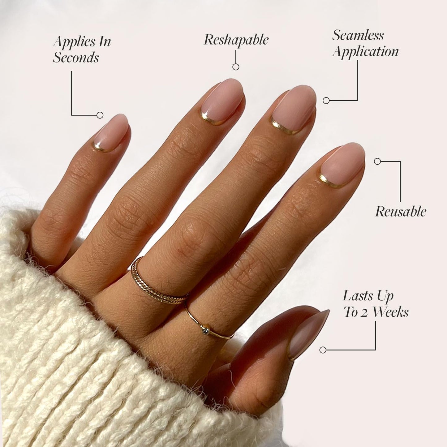 Glamnetic Press-On Nails Bundle - Hot Pink & Goal Digger | Neon Pink Short Oval Fake Nails | Natural Short Round False Nails with Gold Foil | Reusable, Salon-Quality Nail Kits