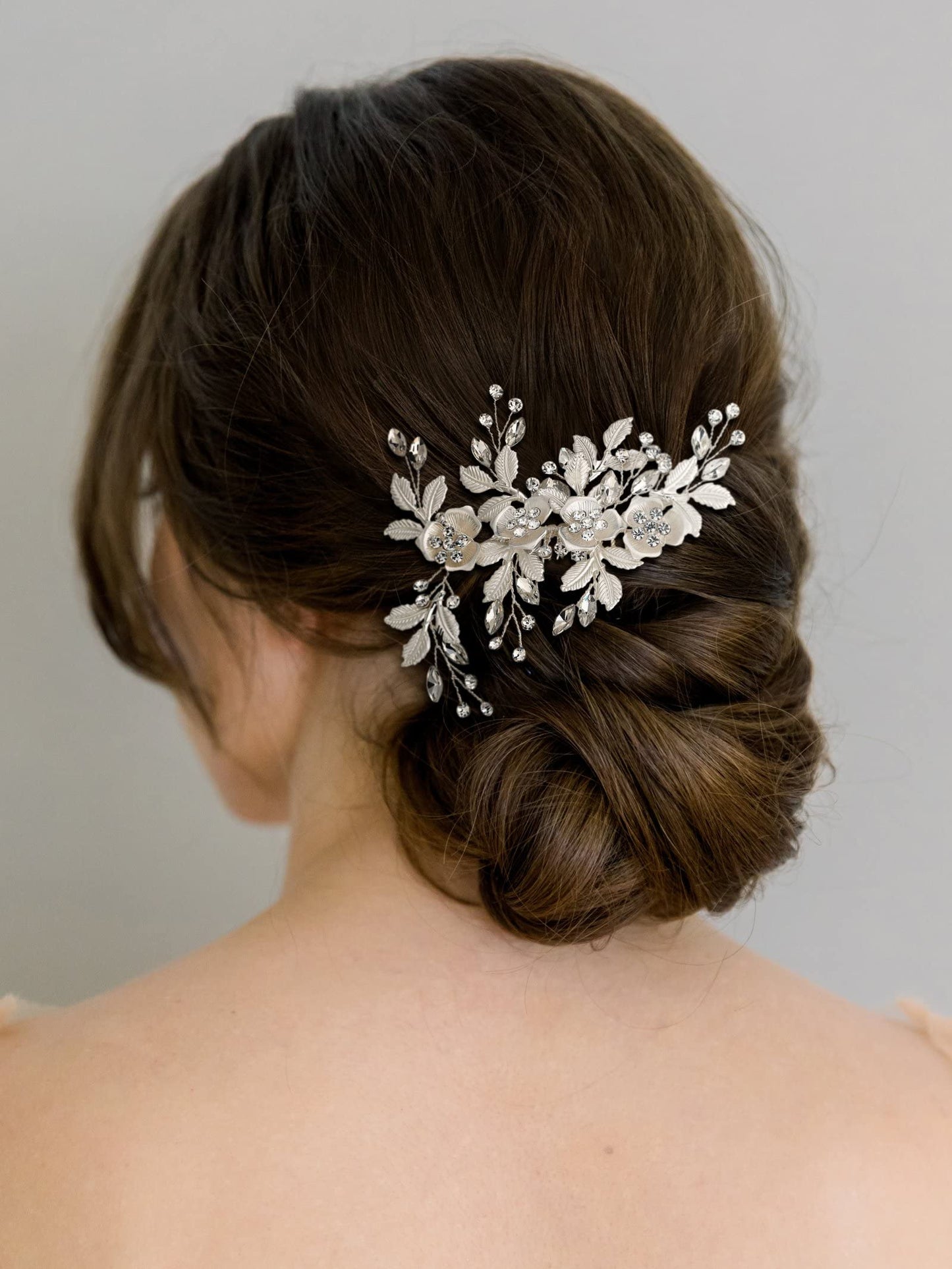 SWEETV Silver Rhinestone Bridal Hair Comb for Wedding, Hair Accessory Headpiece for Women, 1 Count