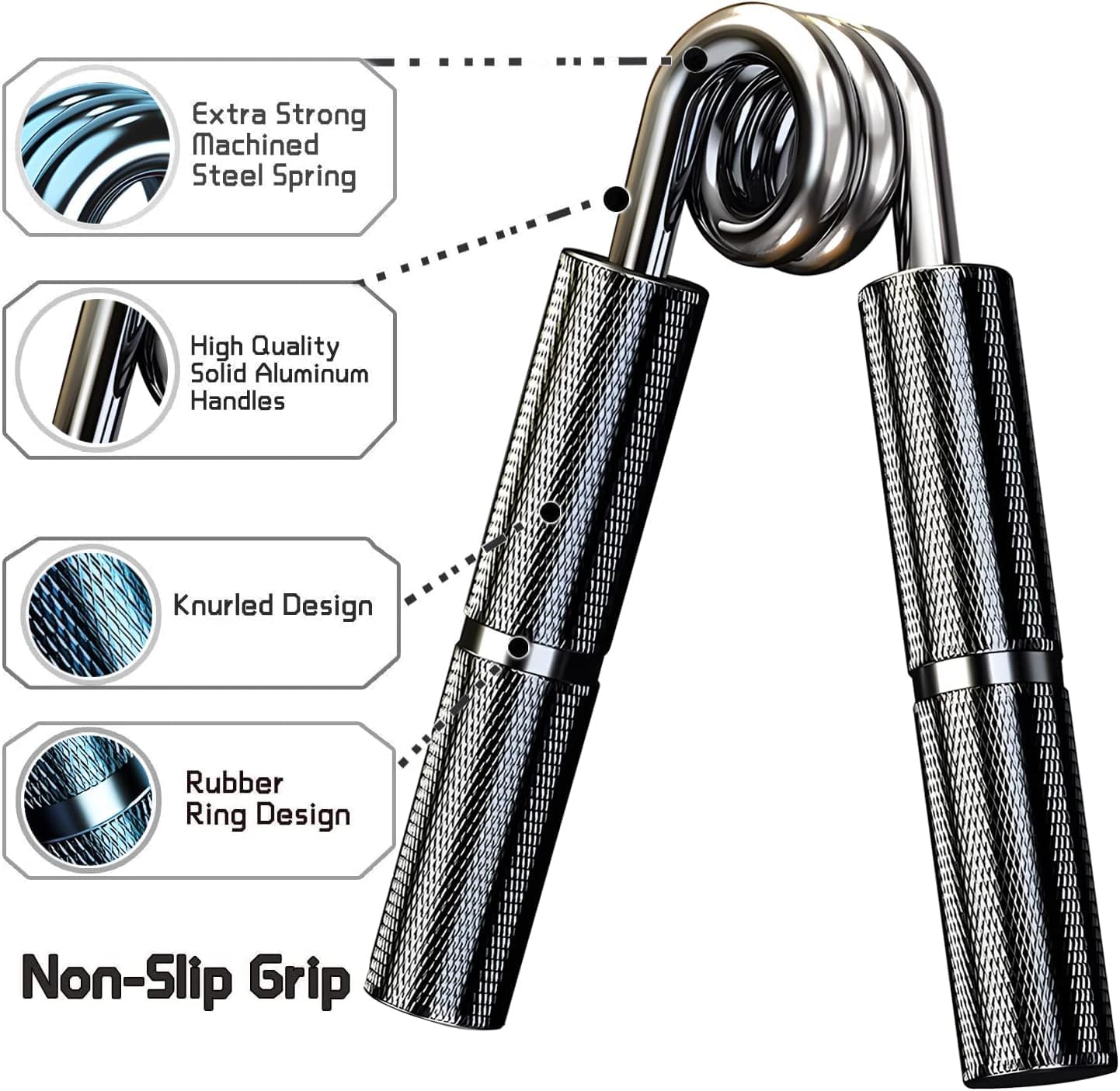 WANSPOORTS Silver Metal Hand Grip Set, 50LB-400LB 13 Pack No Slip Heavy-Duty Grip Strengthener with Gift Box, Great Wrist & Forearm Hand Exerciser, Home Gym, Hand Gripper Grip Strength Trainer (3Pack(50LB-150LB)