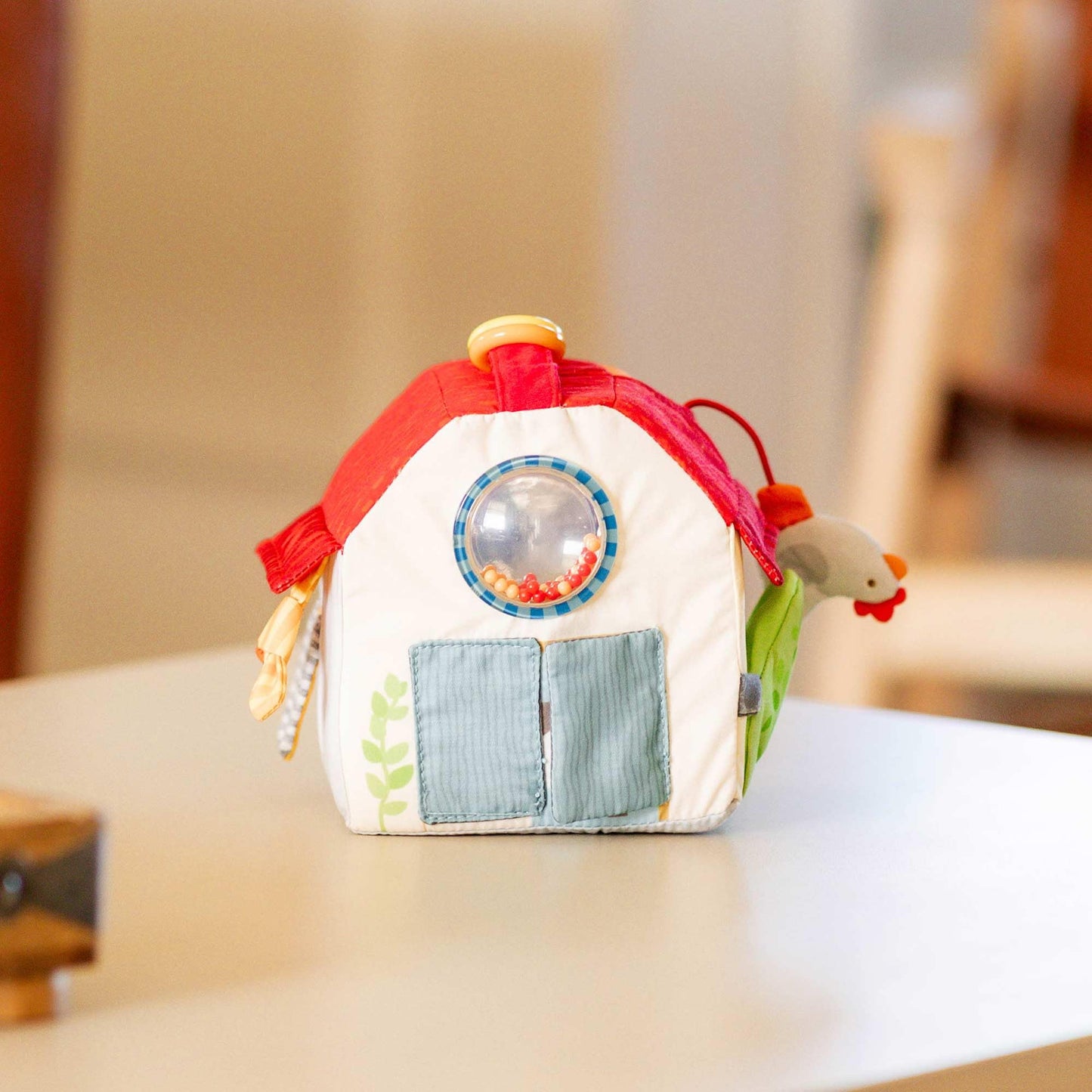 HABA Sensory Play Cube Farmyard - Infant Toys for Tummy Time and Best Toys for Baby Development for 6 Months+ with Rattle, Crinkle Sounds and Tactile Effects