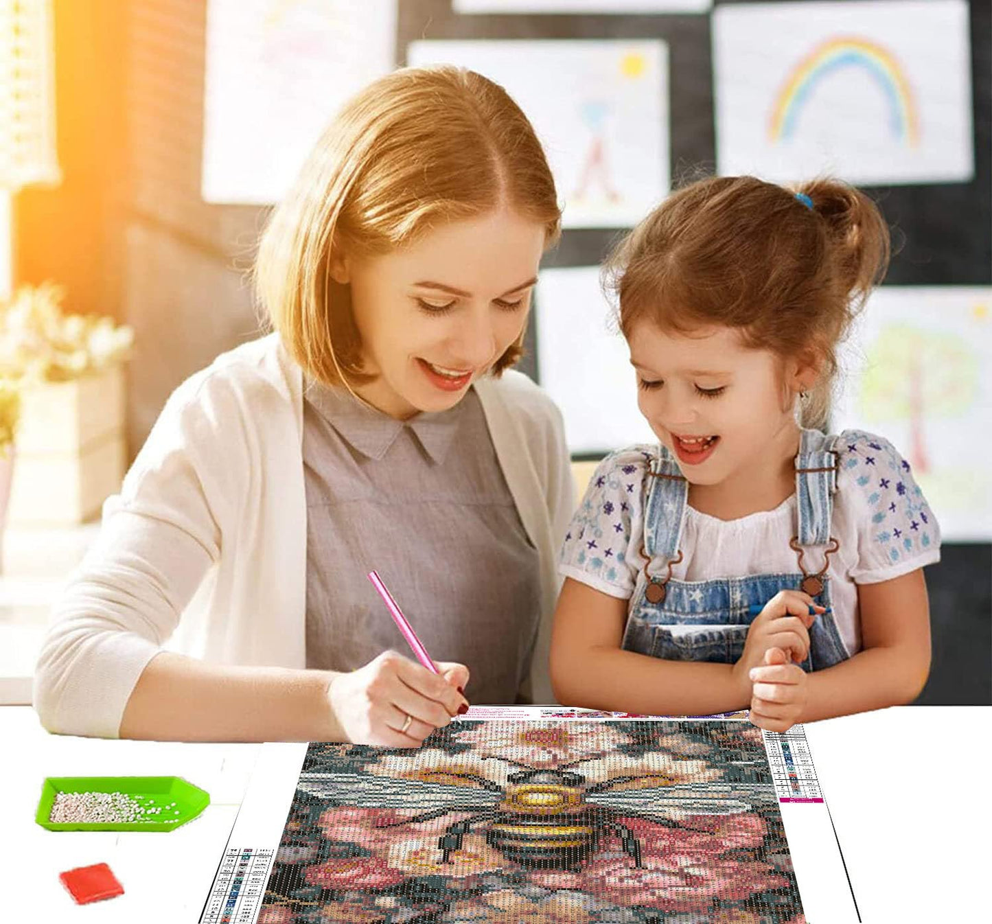 4 Pack Diamond Art Kits for Adults Beginners,Dragonflies, Butterflies, Moths, Bees Full Round Drill DIY Diamond Painting Kits,Paint by Diamonds Dot Gem Art Crystal Easy,Home Wall Decor 12x16Inch