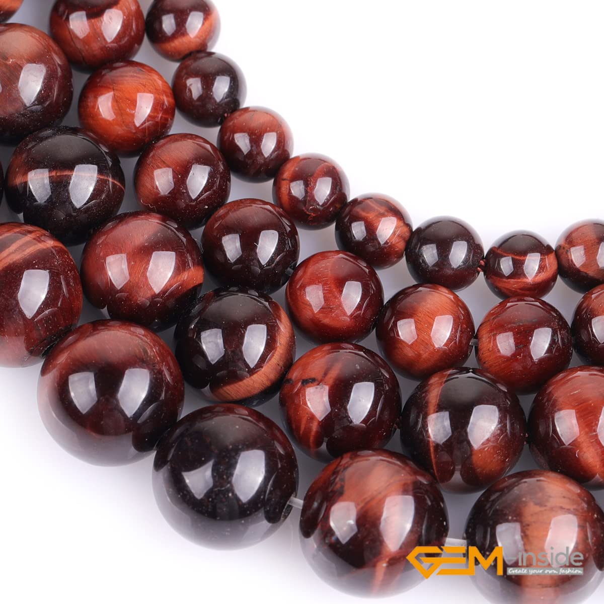 GEM-Inside Natural AAA Grade 8mm Red Tiger Eye Loose Stone Beads for Jewelry Making Beads Strand 15"