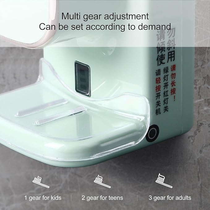 Automatic Toothpaste Dispenser with Responsive Sensor,Tooth Pastetooth Paste Dispenser Automatic Dispensing,Toothbrush Holder Wall Mounted Space Saving for Adults Family (Green)