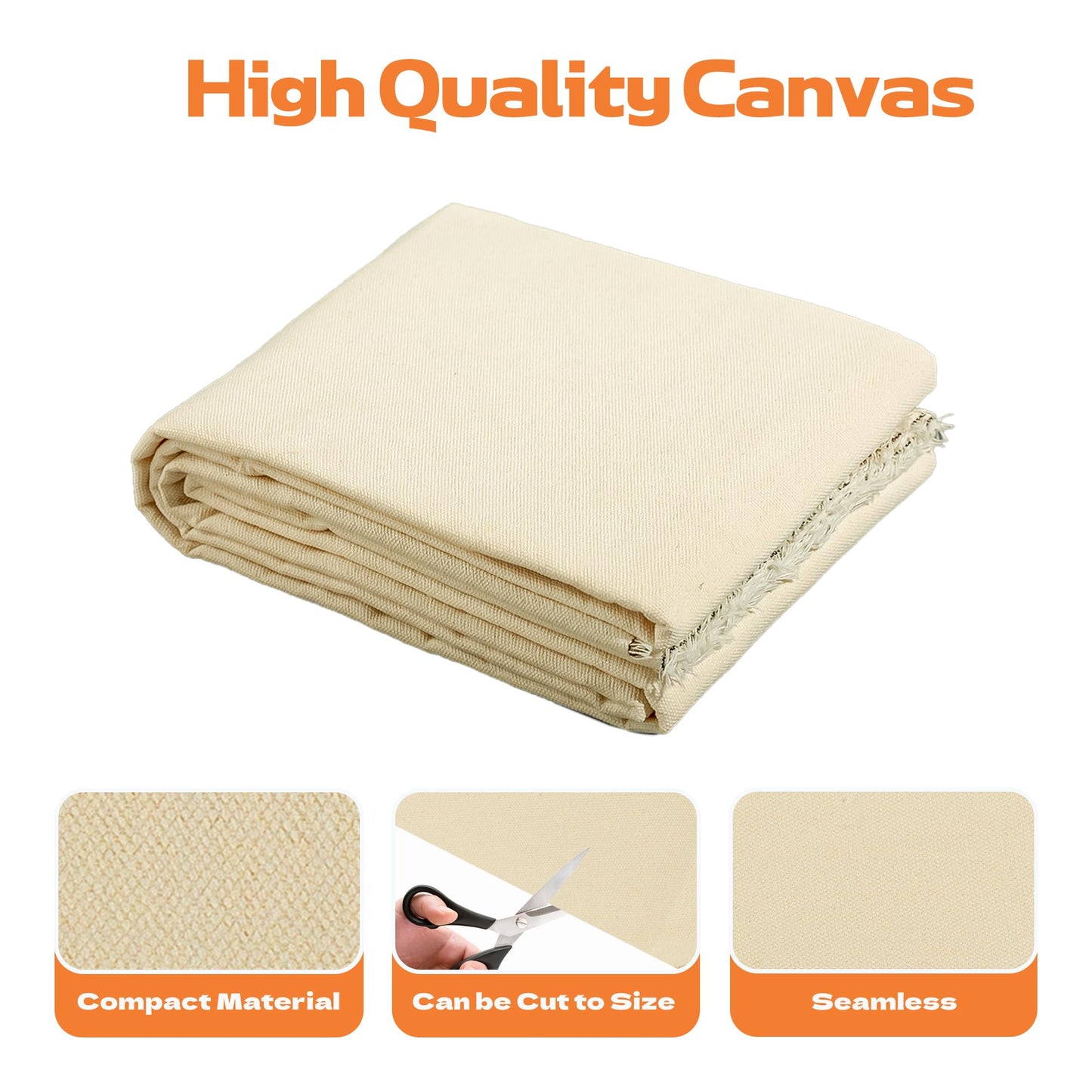 10oz Natural Cotton Blend Canvas Fabric, Duck Canvas Fabric, 60'' Wide for Arts & Crafts, Painting, Handmade Home Decor (Unbleached, 1 Yard)