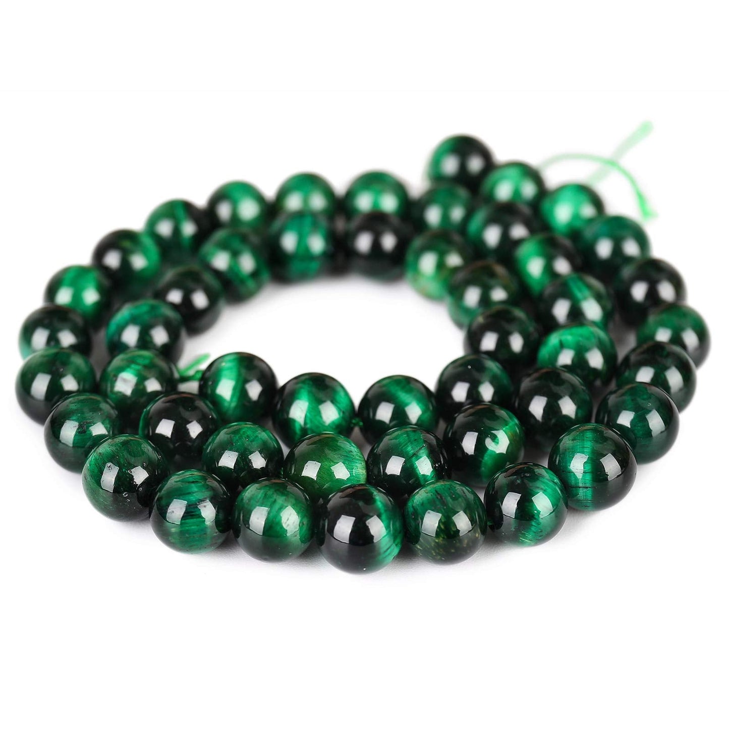 Natural Green Tiger Eye Beads, Grade AAA Gemstone Round Loose Beads 10MM 40PCs Bulk Lot Options, Semi Precious Stone Beads for Jewelry Making