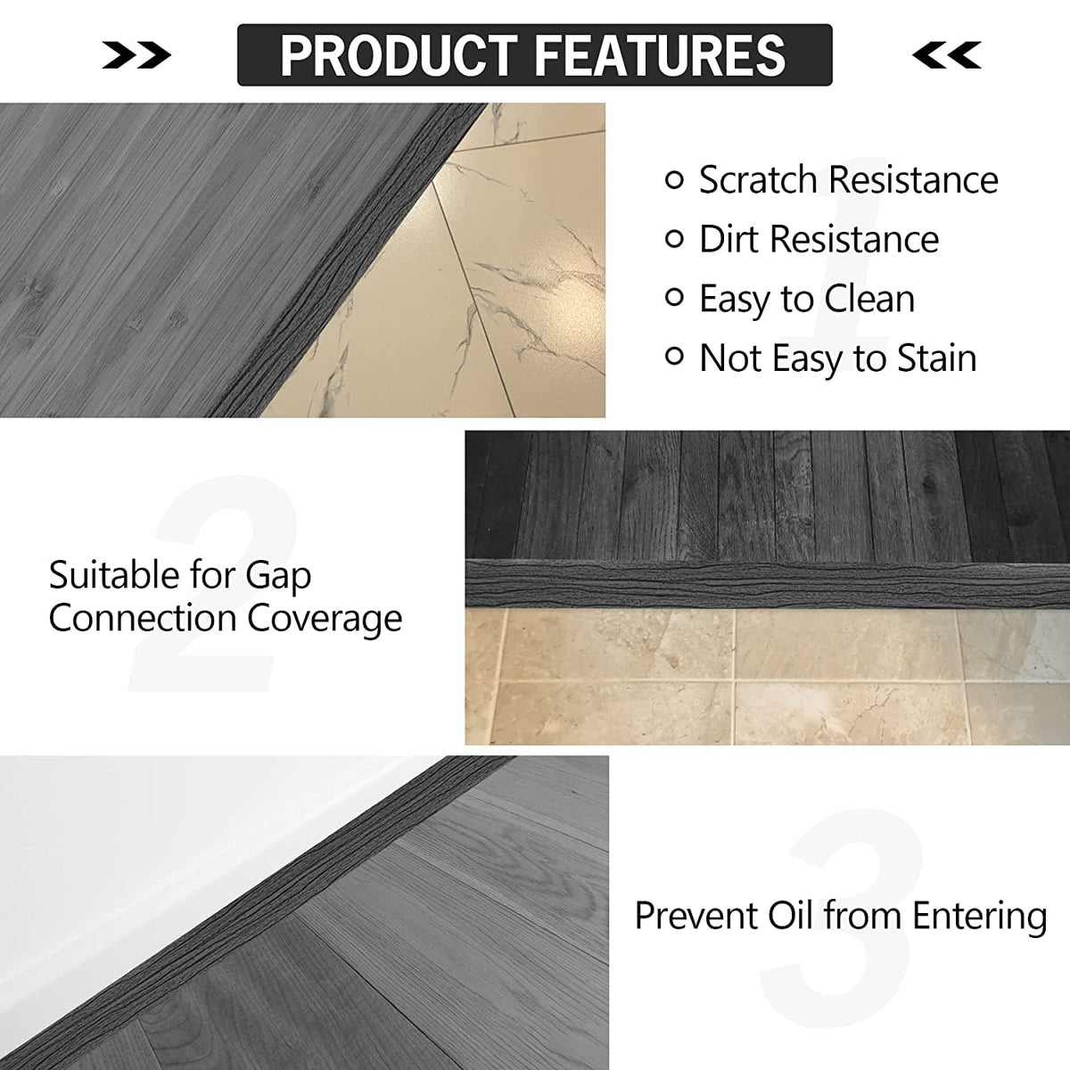 20Ft Floor Transition Strip Self Adhesive Vinyl Cover Floor Strip Flat Divider Transition Strip Wood Grain Design for Laminate Floor Gaps and Doorway Transitions (20 Foot)