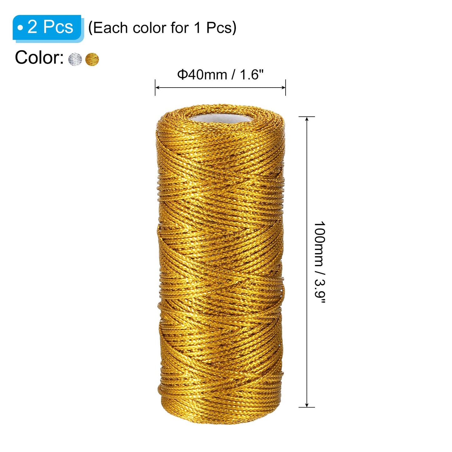 PATIKIL 110 Yards Decorative Metallic Bakers Twine, 1 Rolls Wrapping Twine String Rope DIY Tie Gift Packing Materials for Christmas Crafts Wedding Present,Gold & Silver
