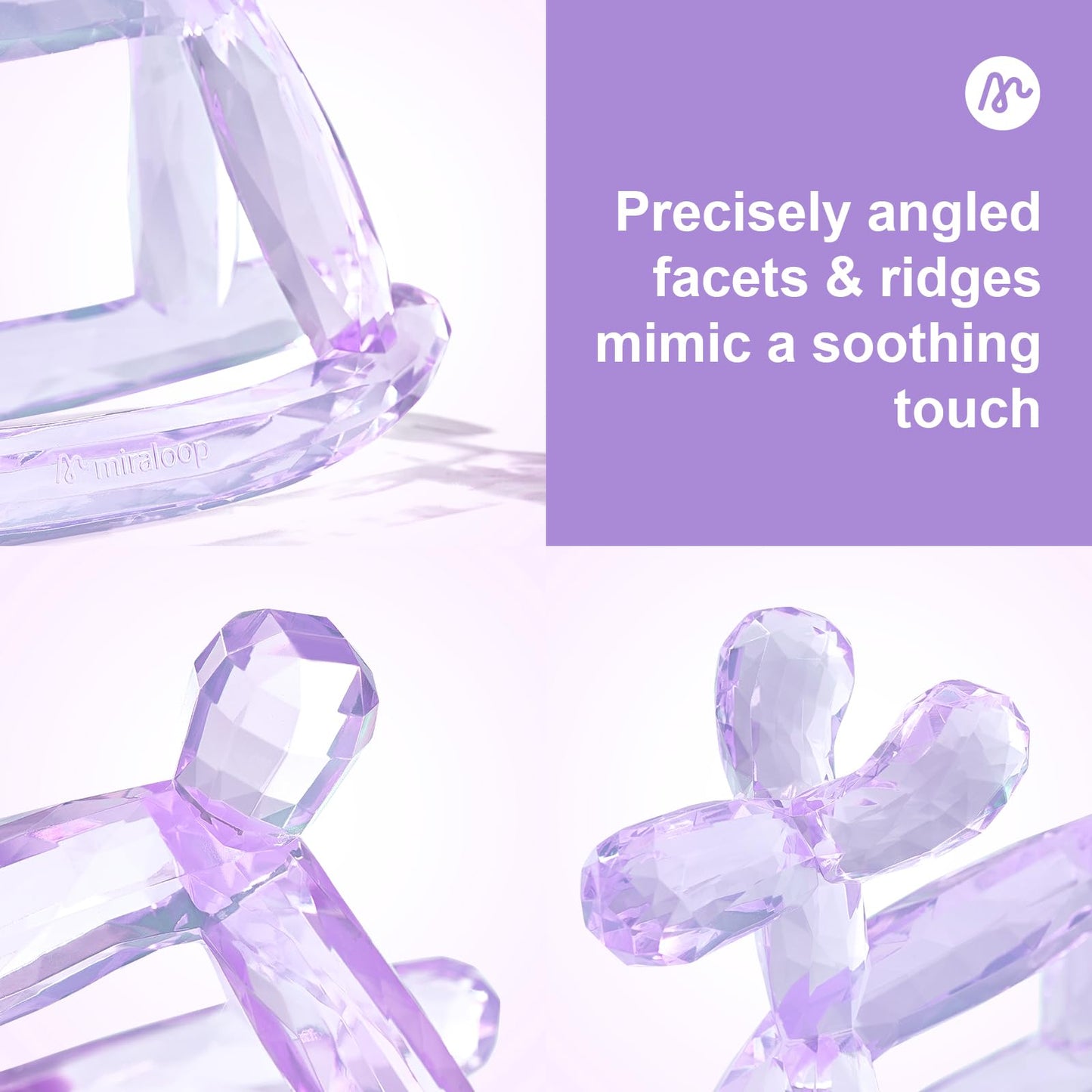 Miraloop Crystal Jelly Baby Teether – Jellydog Teething Relief Toy for Infants 3-6 Months, Silicone Handheld Teething Toy, BPA-Free, Odorless, Prevents Choking, Safe for Babies (Amethyt)