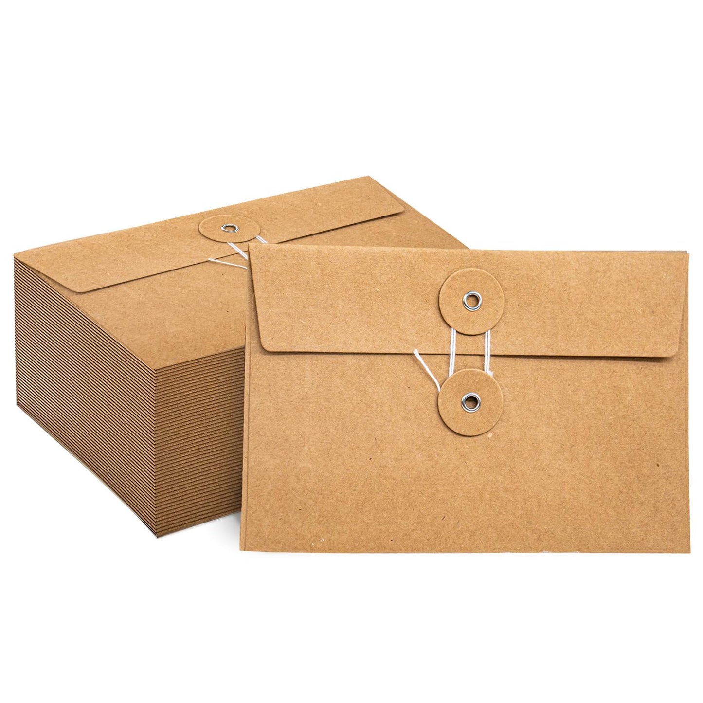 40 Pcs Kraft Paper Envelopes with String Tie Closure Project Pockets Document Organizer for Office Folder Booklet Bag, 4.53 x 6.7 inches (Brown)