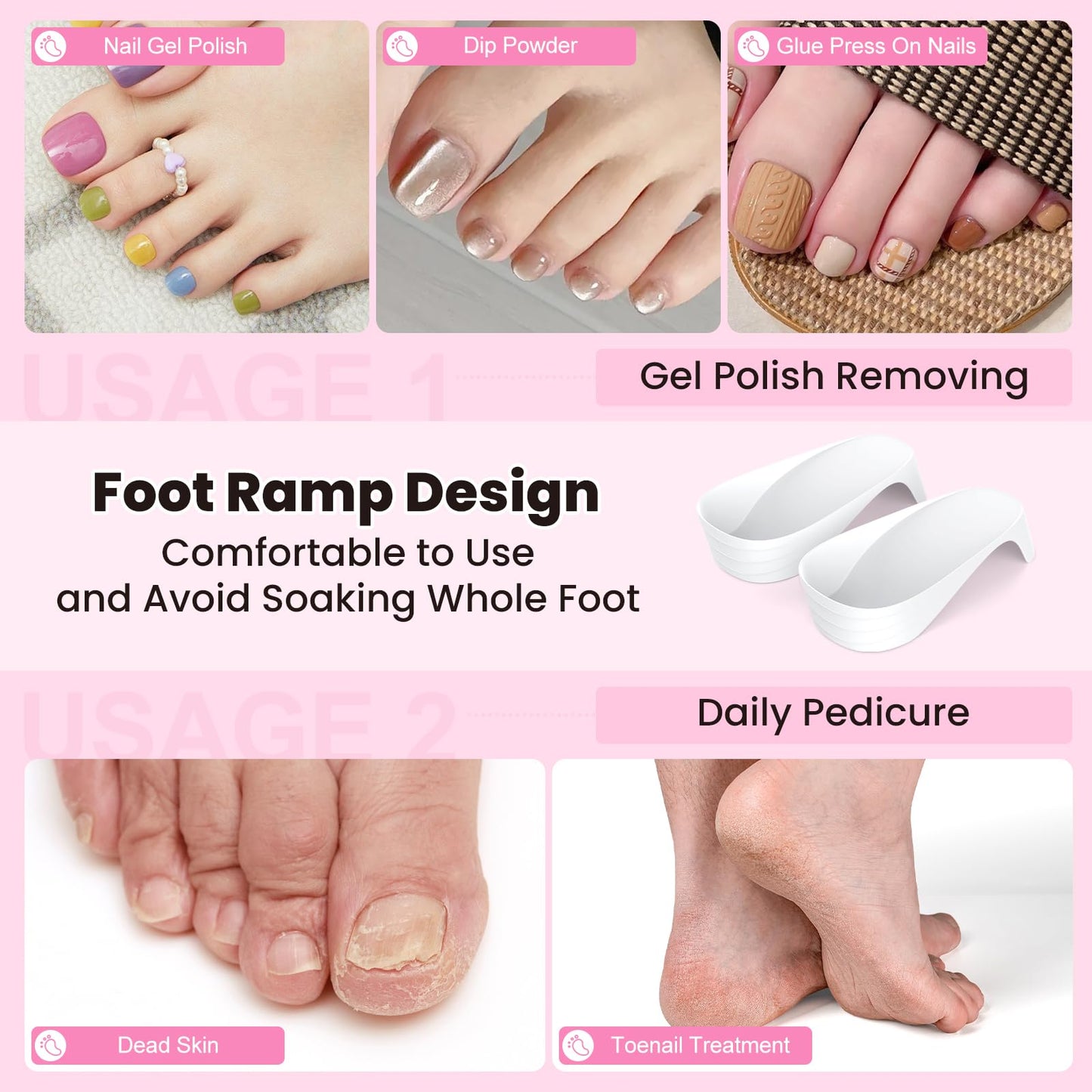 Yokilly Toe Nail Soaking Bowl: Large Size Acetone Proof Toe Soaking Tray for DIY enthusiasts Home Use - Shoe Design Foot Soaking Bath Tub for Soak Off Dip Powder Gel Polish Remover (White)