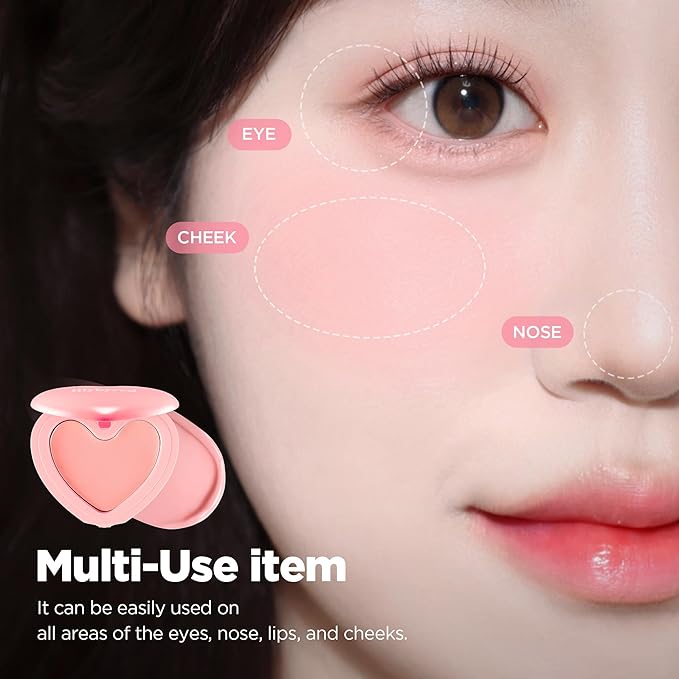 lilybyred Luv Beam Cheek Balm | Heart-Shaped Korean Cream Blush, Semi-Matte Finish, Long-Lasting, Blendable & Buildable, Soft Creamy Texture, Lightweight, Natural Flush, 0.12 oz. (10 Grape Pink)
