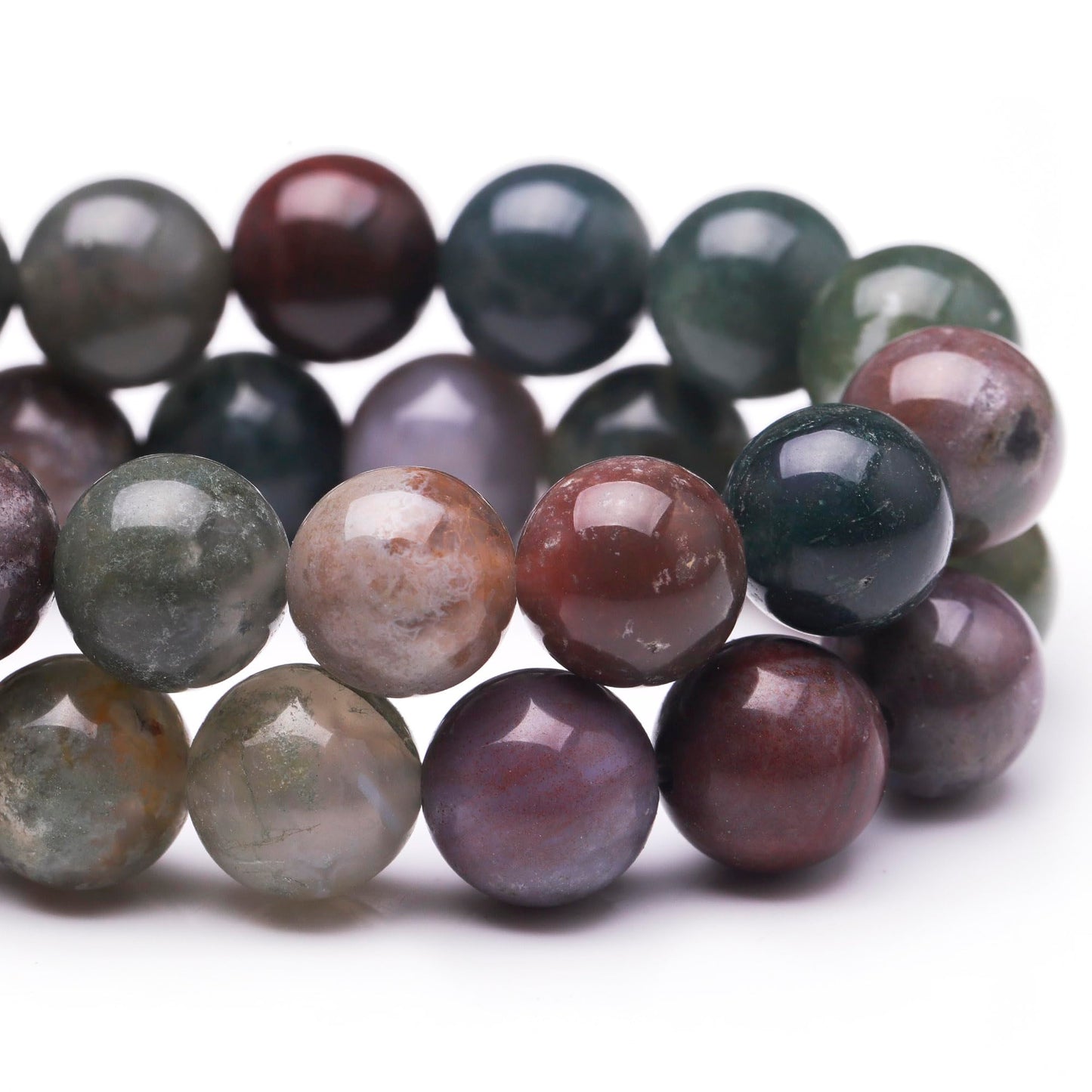 Chicager Natural Stone Beads for Jewelry Making,8mm Indian Agate Polished Smooth Round Gemstone Beads for Bracelet Necklace 15 Inch