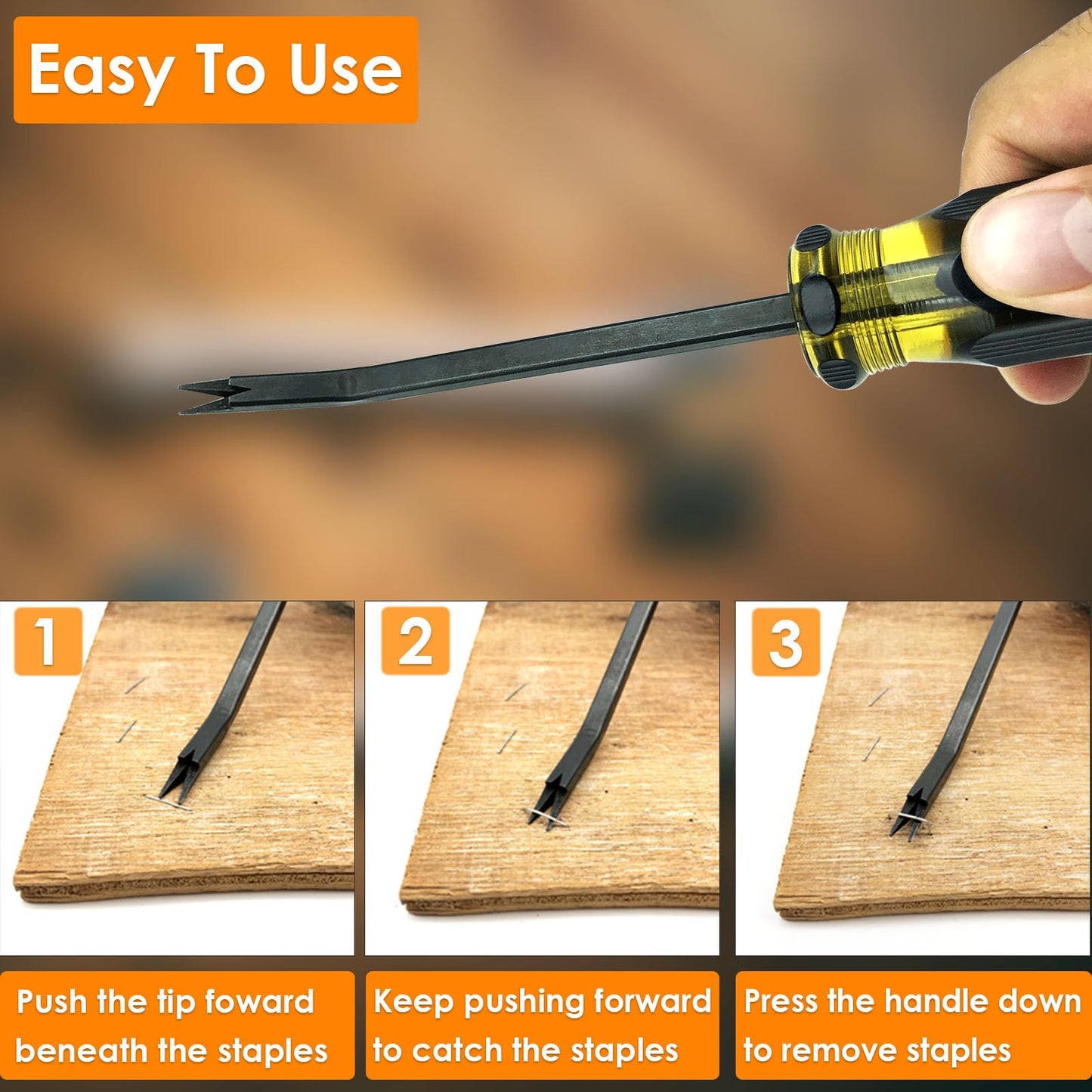 VERCCA Upholstery Staple Remover - Staple Puller, Upholstery Tools Tack Lifter with Double Prongs Staple Remover Tool for Removing Staples, Nails or Tacks for Furniture Carpet Floor Carton