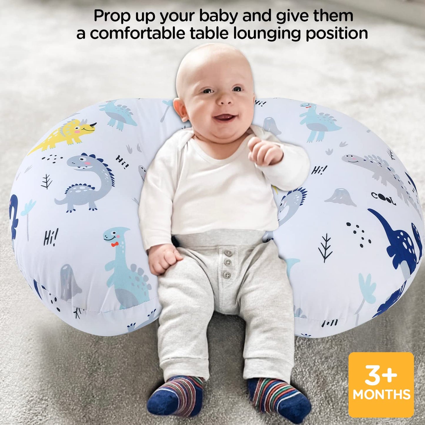 Plushii Nursing Pillow for Breastfeeding, Soft and Supportive Breastfeeding Pillow for Mom and Baby, Cute Feeding Pillow with Removable Cover for 0–12 Months, Dinosaurs World