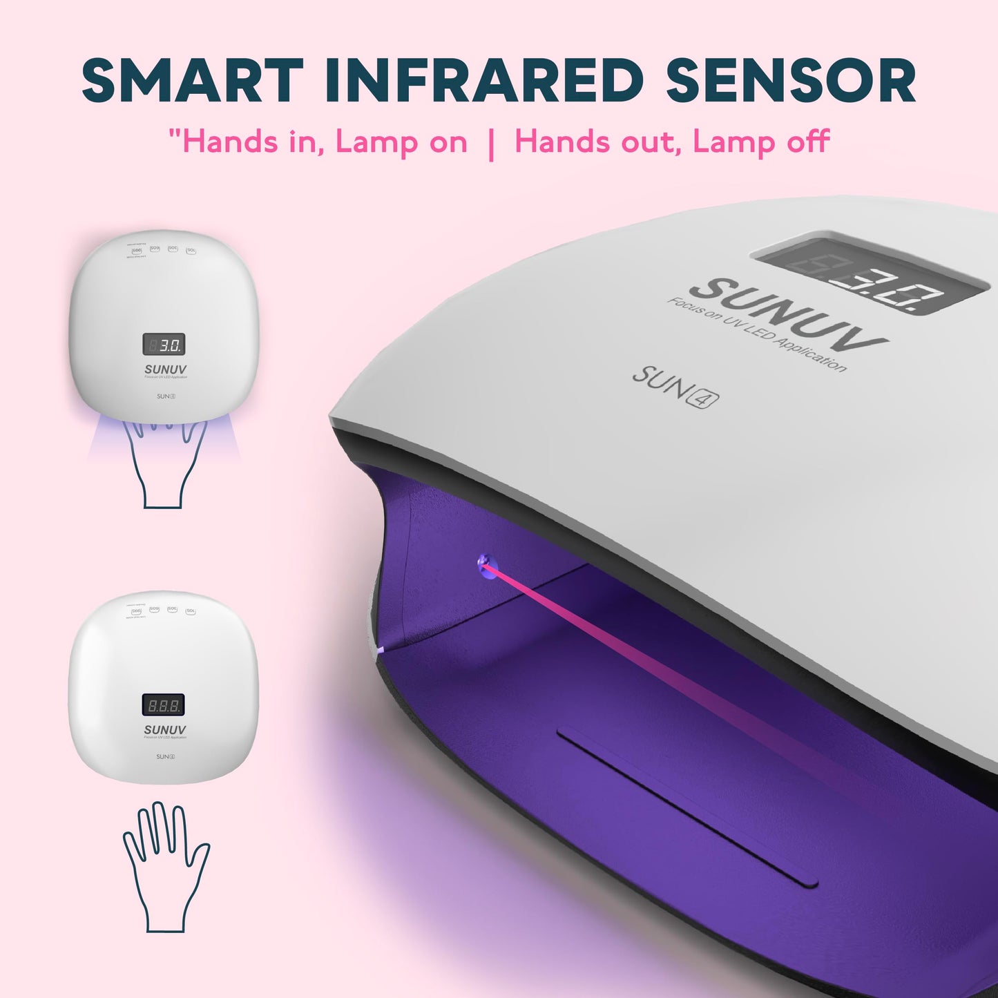 SUNUV UV LED Nail Lamp, UV Light for Nails Compatible with All Gel Polish, 36 LEDs with 4 Timer Settings, LCD Display for Home Salon SUN4 Black
