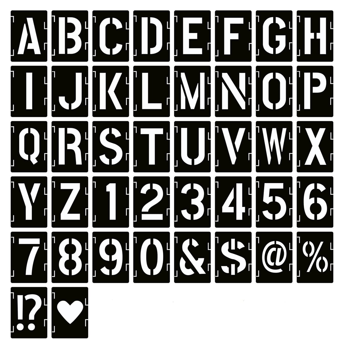 YEAJON 4 Inch Letter Stencils Symbol Numbers Craft Stencils, 42 Pcs Reusable Alphabet Templates Interlocking Stencil Kit for Painting on Wood, Wall, Fabric, Rock, Chalkboard, Sign, DIY Art Projects