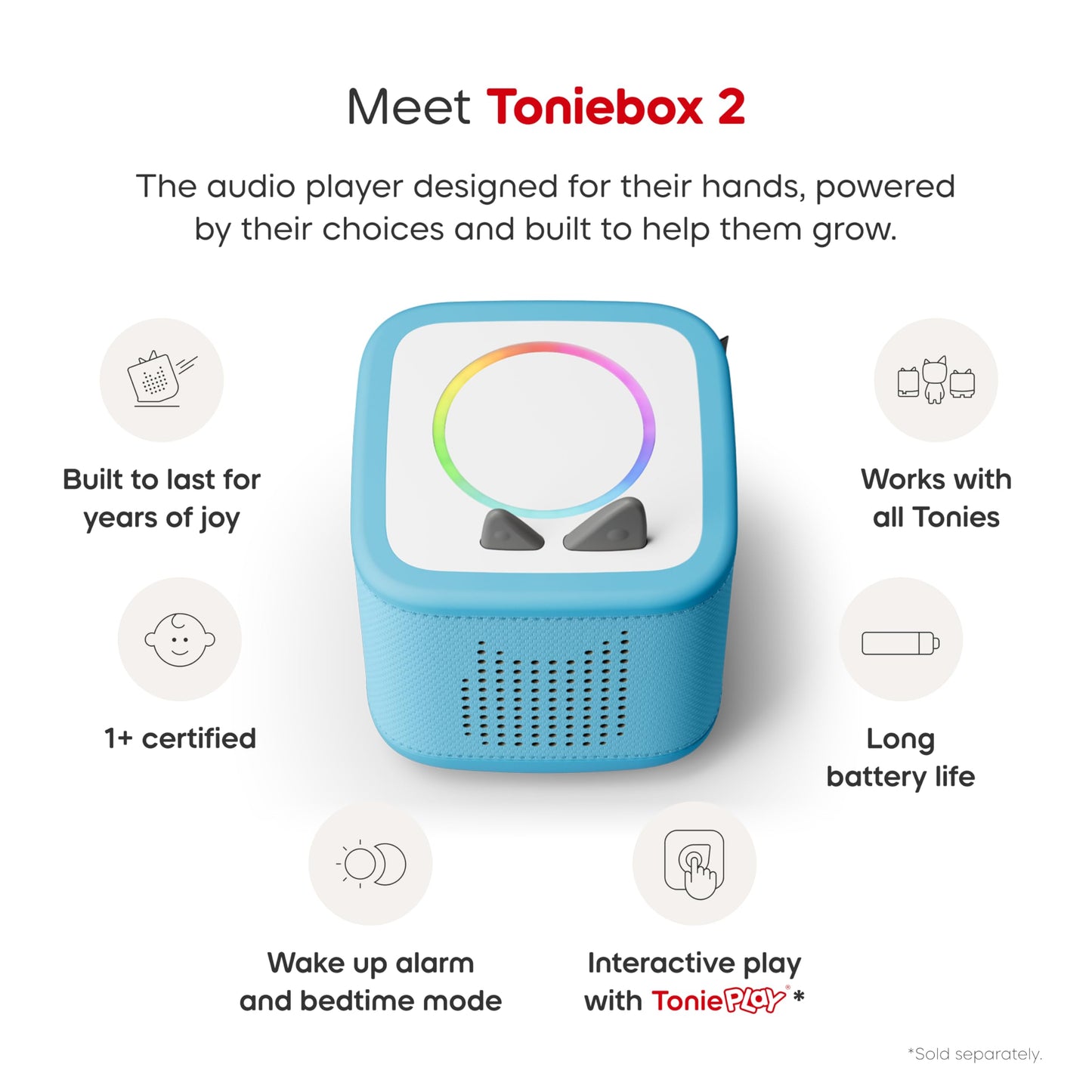 Toniebox 2 Audio Player PAW Patrol Bundle for Kids 3+ with Chase, Marshall, Skye, and Liberty - Sky Blue