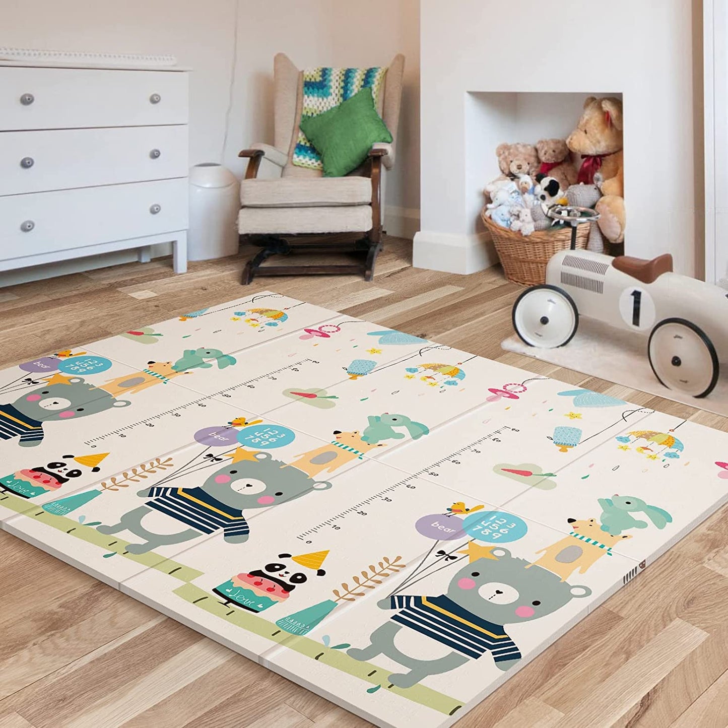UANLAUO Foldable Baby Play Mat for Babies 6-12 Months, Foam Playmat for Floor 59 x59 Babies Kids Play Mat - Reversible Lightweight Easy Storage and Travel, Waterproof Activity Playmats for Toddlers