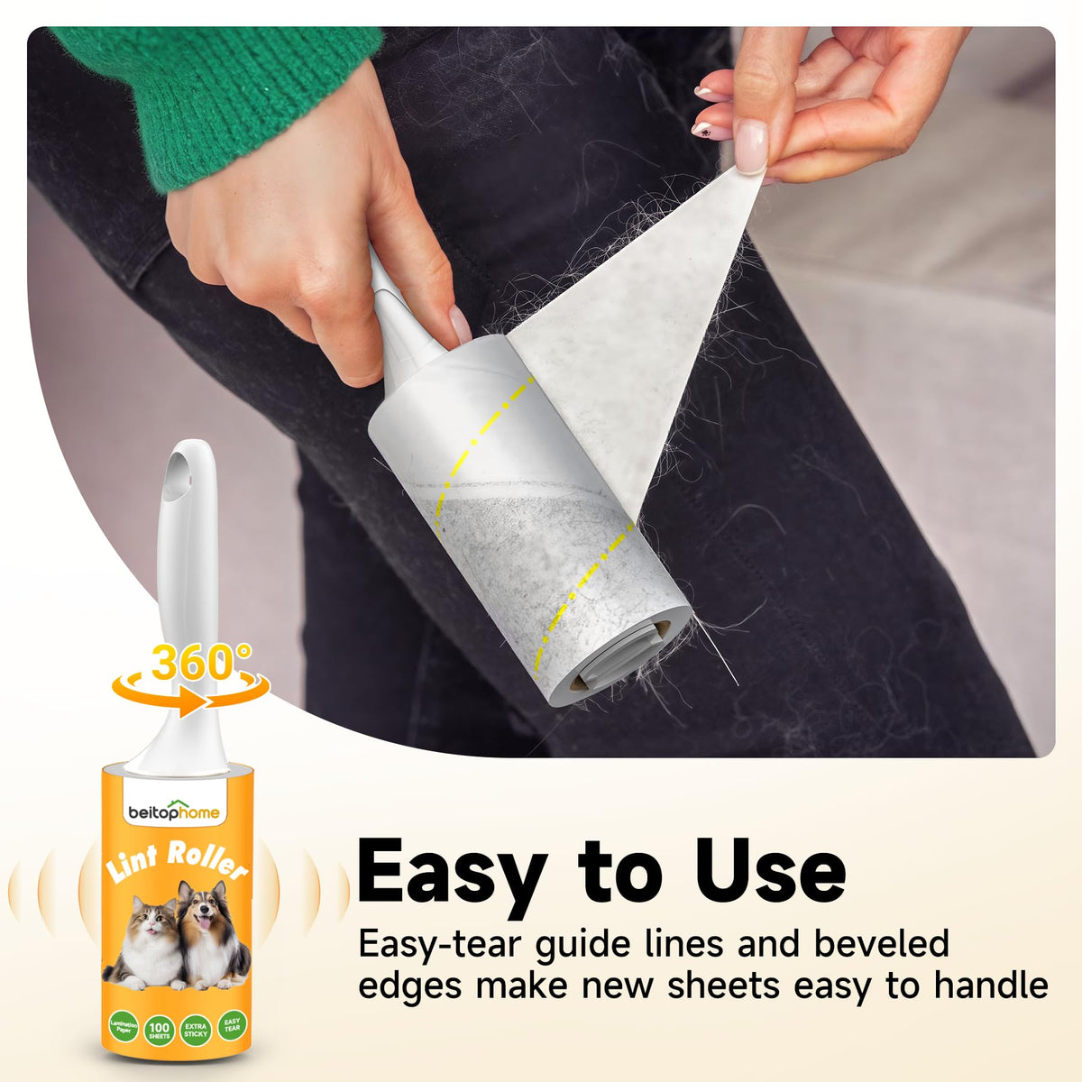 Extra Sticky Lint Roller for Pet Hair (10 Count)