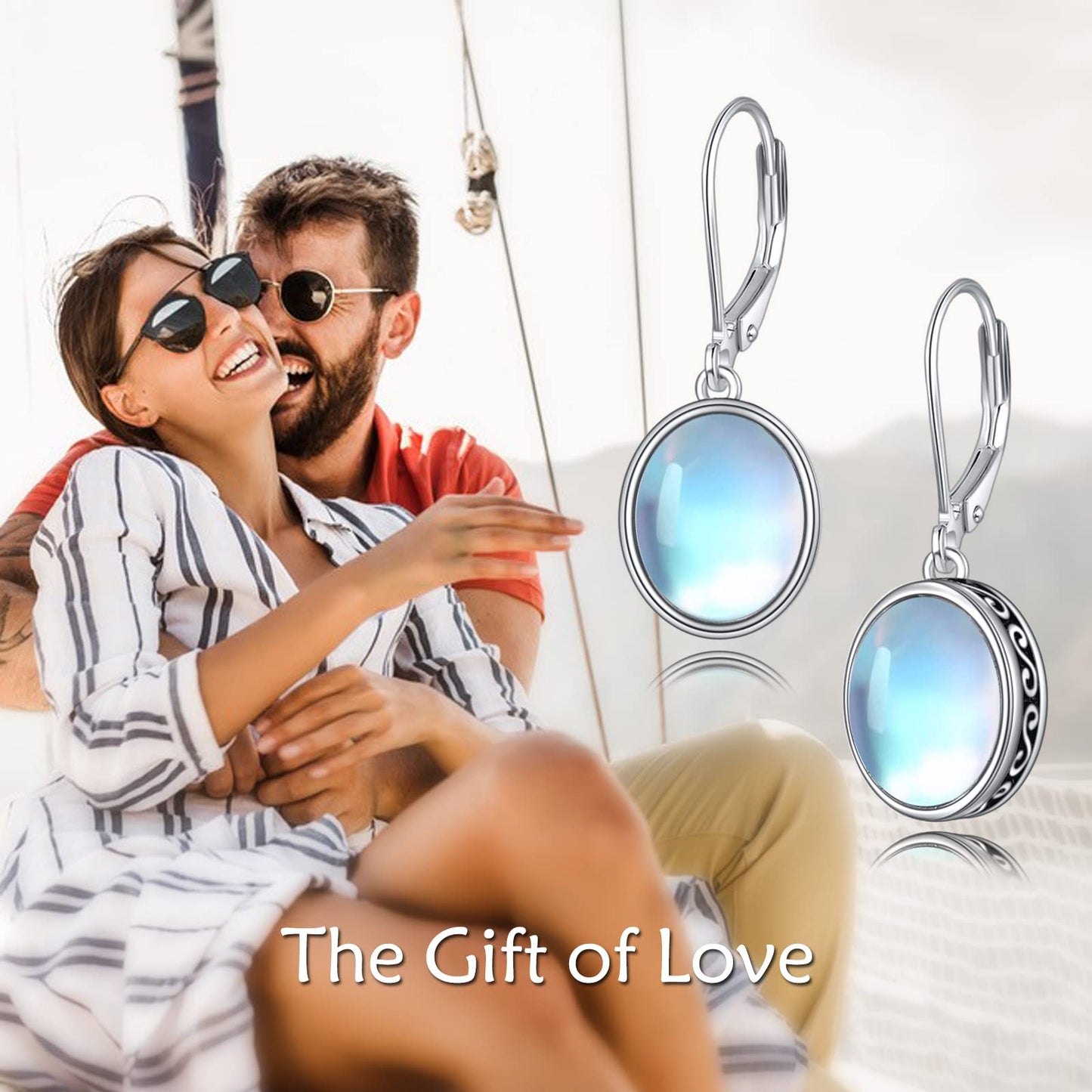 POPLYKE Celtic Moonstone Filigree Teardrop Drop Dangle Earrings Sterling Silver Leverback Earrings Jewelry (D-Vintage Moonstone)