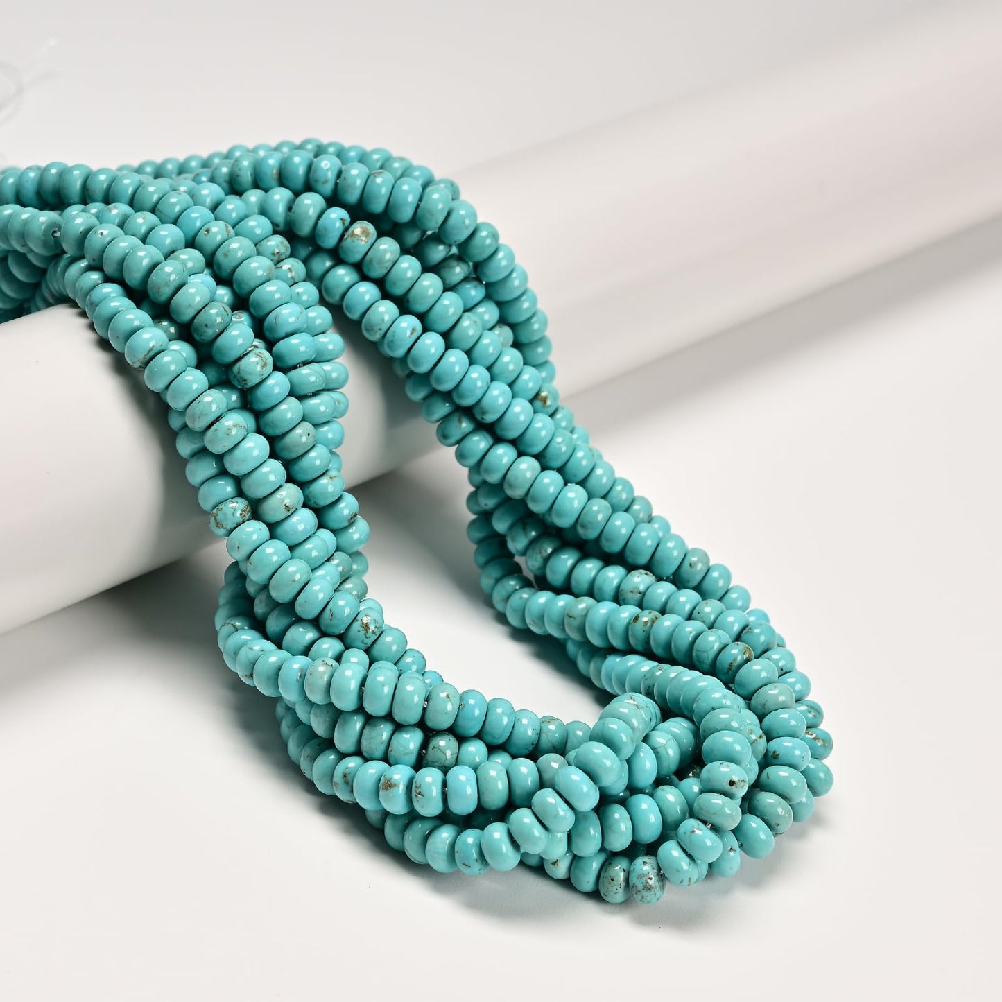 ICAI 4x6mm Natural Rondelle Beads – Loose Gemstone Spacers for DIY Jewelry Making (Blue Turquoise)
