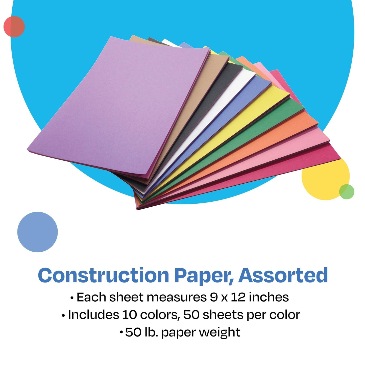Childcraft Construction Paper, 9 x 12 Inches, Assorted Colors, 500 Sheets