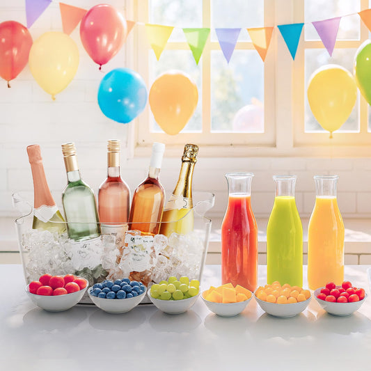 Lifewit 6.5L Ice Bucket for Parties 2 Packs, Portable Drink Bucket for Cocktail Bar, Plastic Champagne Cooler for Beverage/Wine/Beer, Mimosa Bar Supplies Chiller Tub with Scoop 38 x18x20 cm/15x7x8"