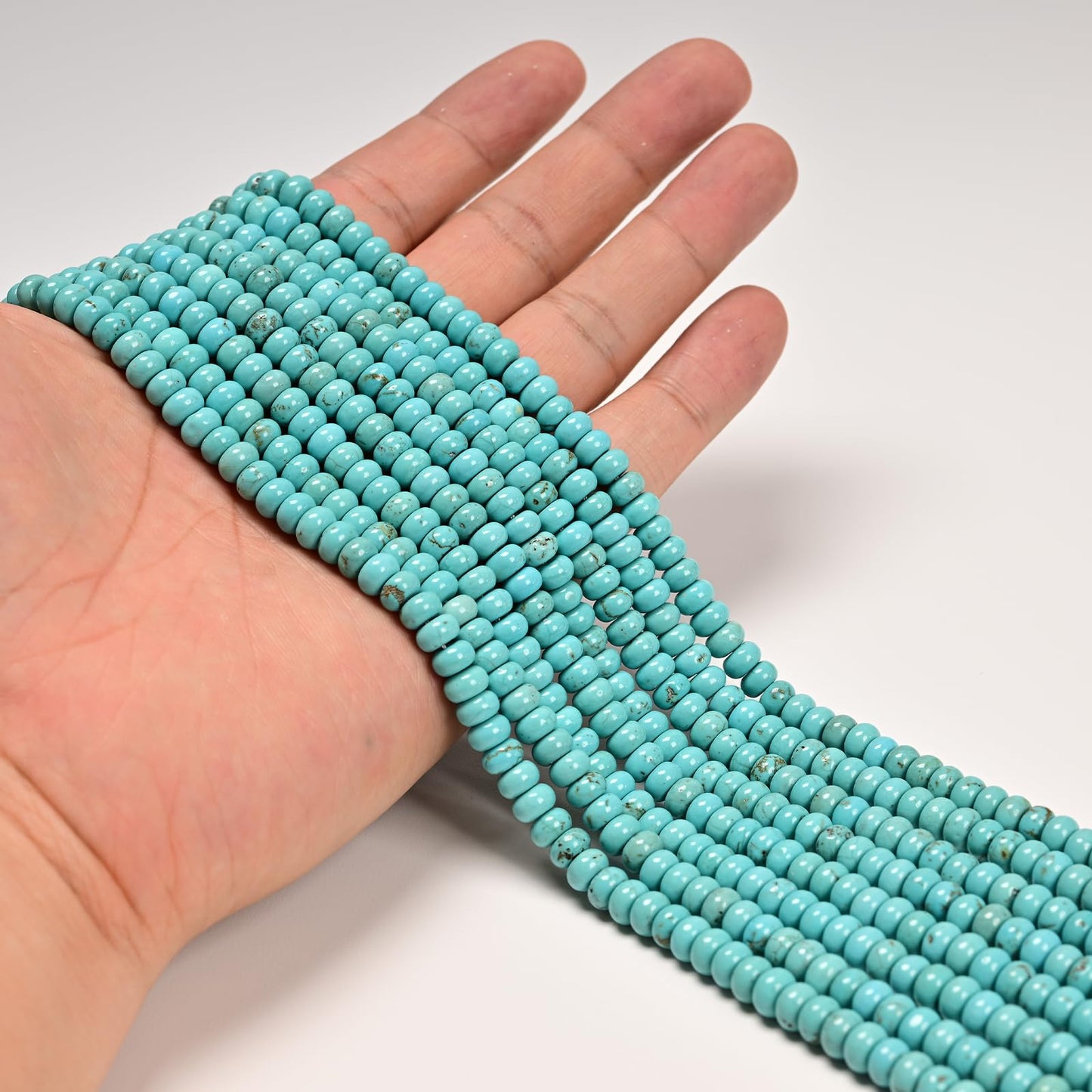 ICAI 4x6mm Natural Rondelle Beads – Loose Gemstone Spacers for DIY Jewelry Making (Blue Turquoise)