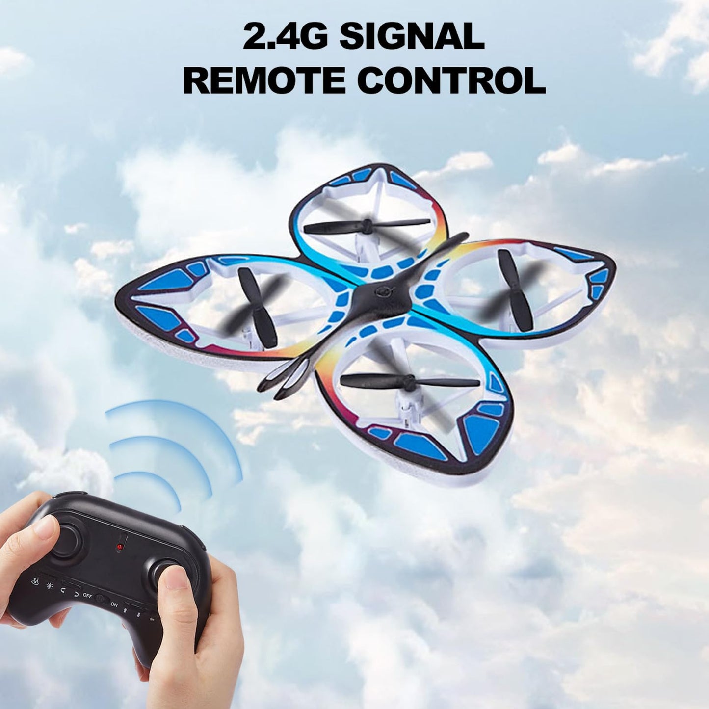 Authticar Mini RC Drone RC Butterfly Drone for Beginners with Colorful Light, 3D Flip, Headless Mode, Altitude Hold, Remote Control, Butterfly Quadcopter Gift for Teens Adults
