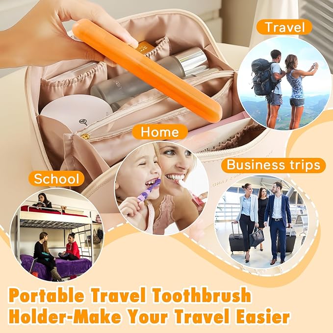 HOFASON 24PCS Large Travel Toothbrush Holders Covers in Bulk 8x1.2x0.8 inches, Kids Classroom Plastic Pencil Case, Portable Toothbrush & Toothpaste Case Storage for Travel Home School Use (6 Colors)