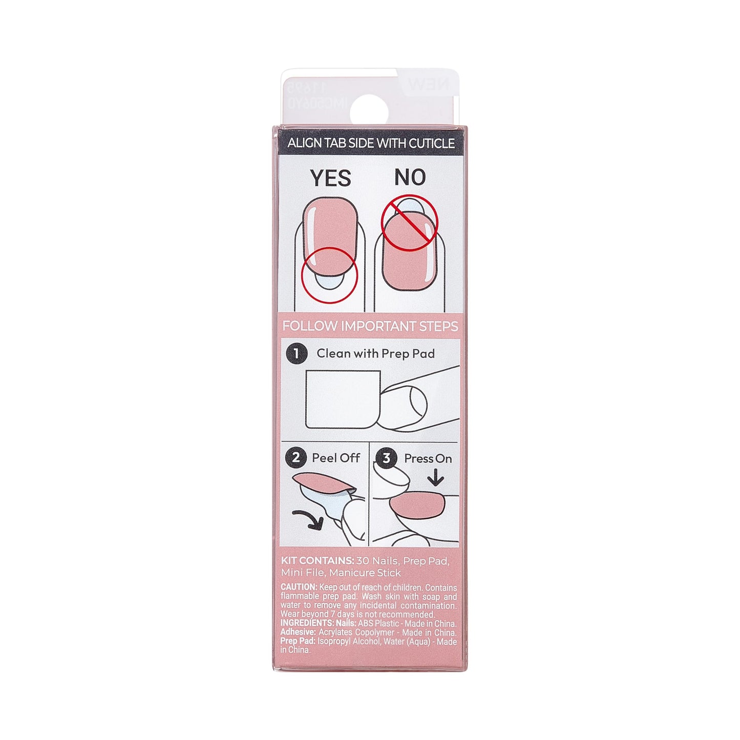 KISS Impress No Glue Mani 30 Pcs Press on Nails, Easy Apply, Hassle-Free Removal, Simple Peel & Press, Essential Tools Included, Prep Pad, 1 Manicure Stick, 1 Mini File (Magic U)