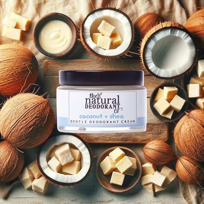 The Natural Deodorant Co, Gentle Deodorant Cream Coconut & Shea 55g, Aluminium Free, Plastic Free, Sensitive Skin
