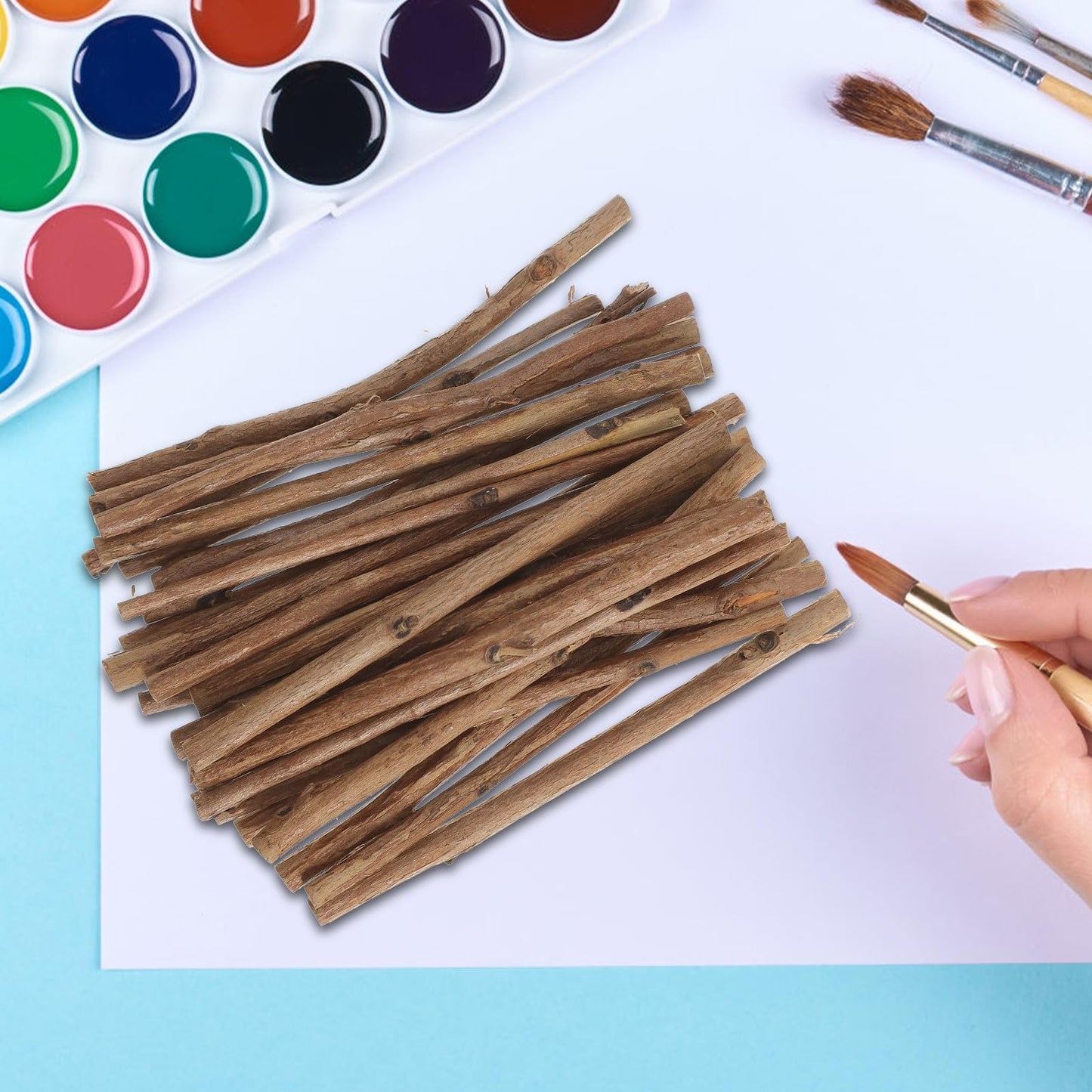 Didiseaon 100pcs 3. 9-inch Natural Wood Sticks, Tea Tree & Boxwood, Driftwood Style for DIY Crafts, Photo Props, & Home Decor Supplies