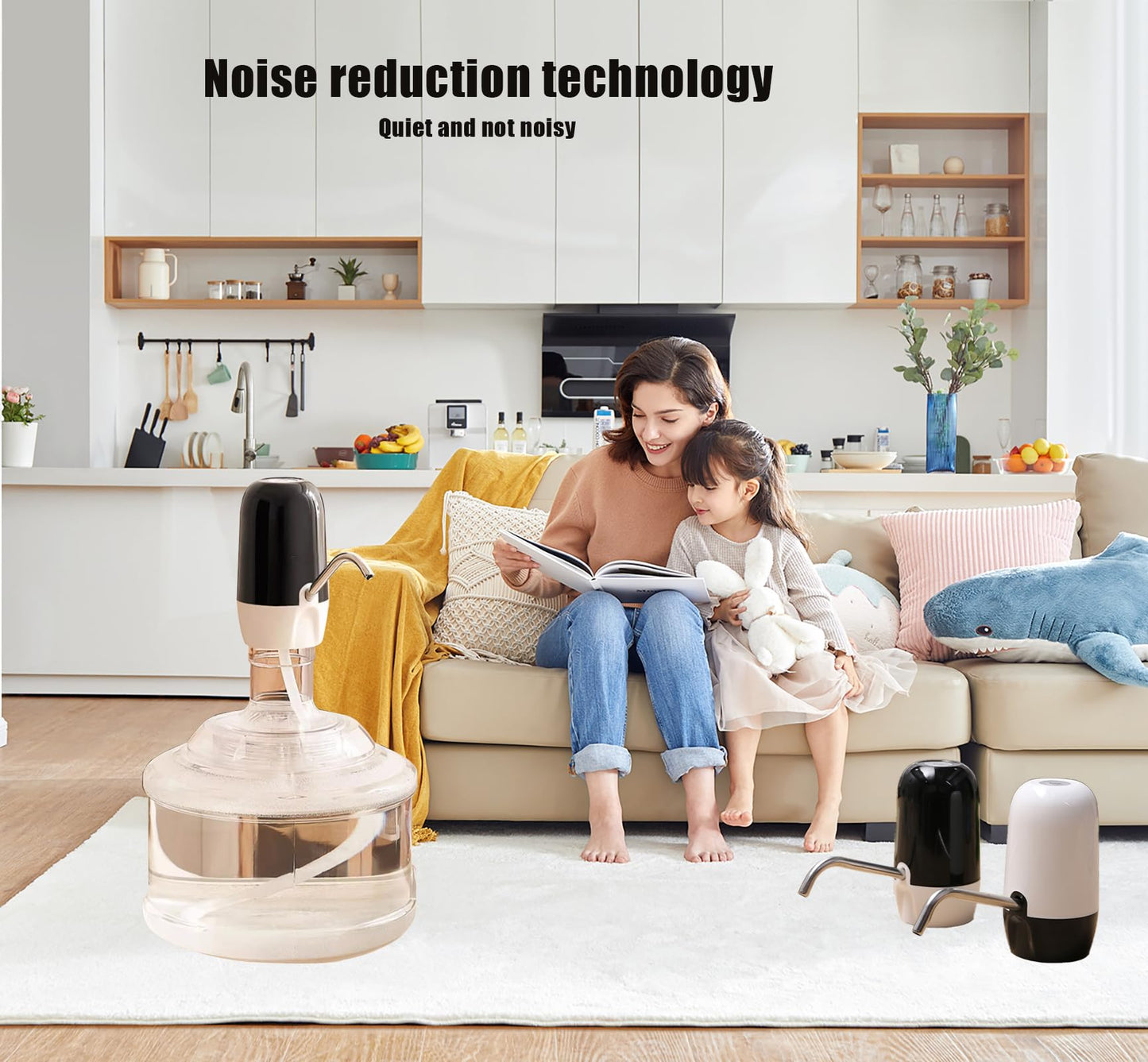 Double Pump Gallon Water Dispenser Portable Water Pump for 5 Gallon Bottle USB Charging Water Dispenser for 5 Gallon Bottle,Fast Pumping Speed