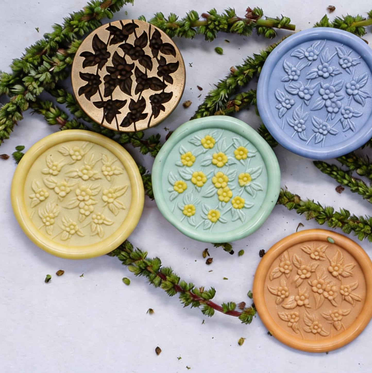 VANGOAL Wax Seal Stamp, Floral Series, 3D Embossed Brass Stamp Head with Wooden Handle, Vintage Sealing Kit for Wedding Invitations, Envelopes, Gift Wrapping, Letters and Crafts (Peony with Frame)