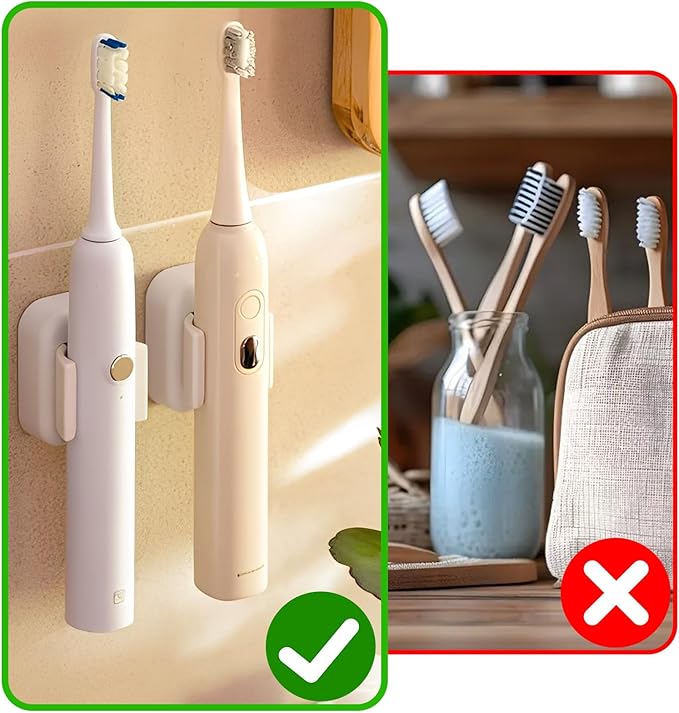4 Pcs Toothbrush Holder Wall Mounted – Self Adhesive Multi-Function Organizer for Bathroom Wall, Dorm, Cabinet, Kitchen, and More, Detachable Dispenser (White) (4)