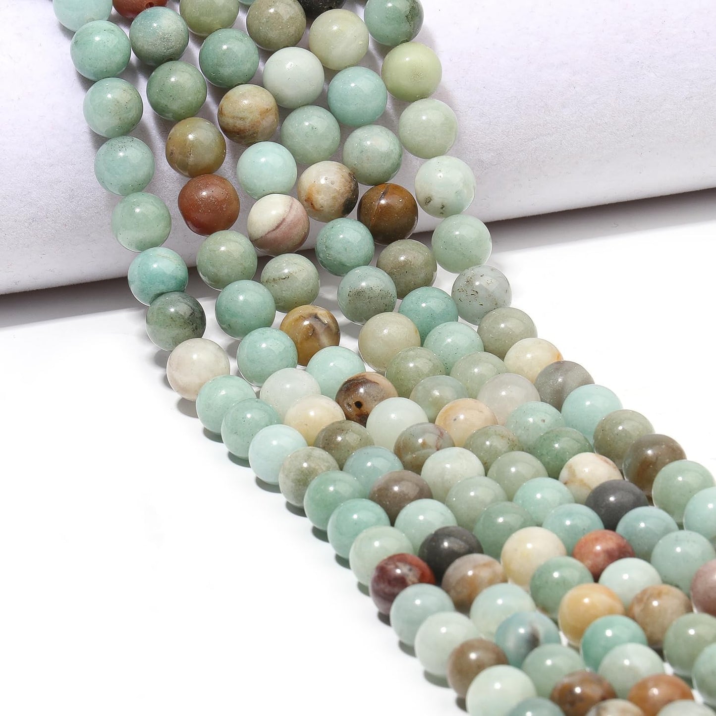 Yochus 45pcs Polish Amazonite Beads，8mm Healing Power Natural Stone Round Loose Gemstone Beads for Jewelry Making Earring Necklace DIY Crafts