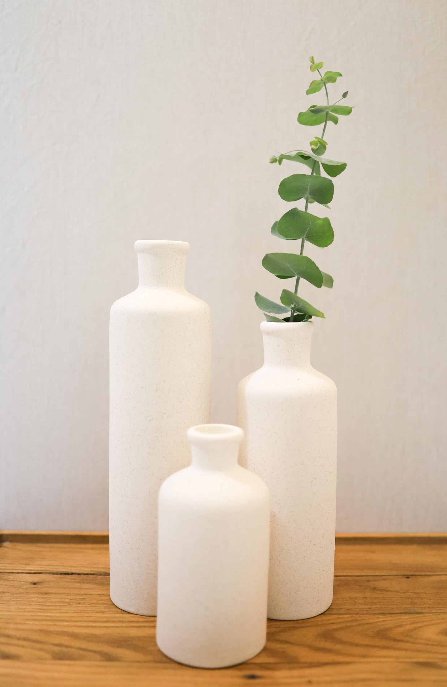 Tall Off-White Ceramic Vase Set of 3– Large Modern Farmhouse Decor Vases for Living Room, Coffee Table & Shelf Styling – Minimalist Neutral Decorative Flower Vases, Elegant Home Accent Gift
