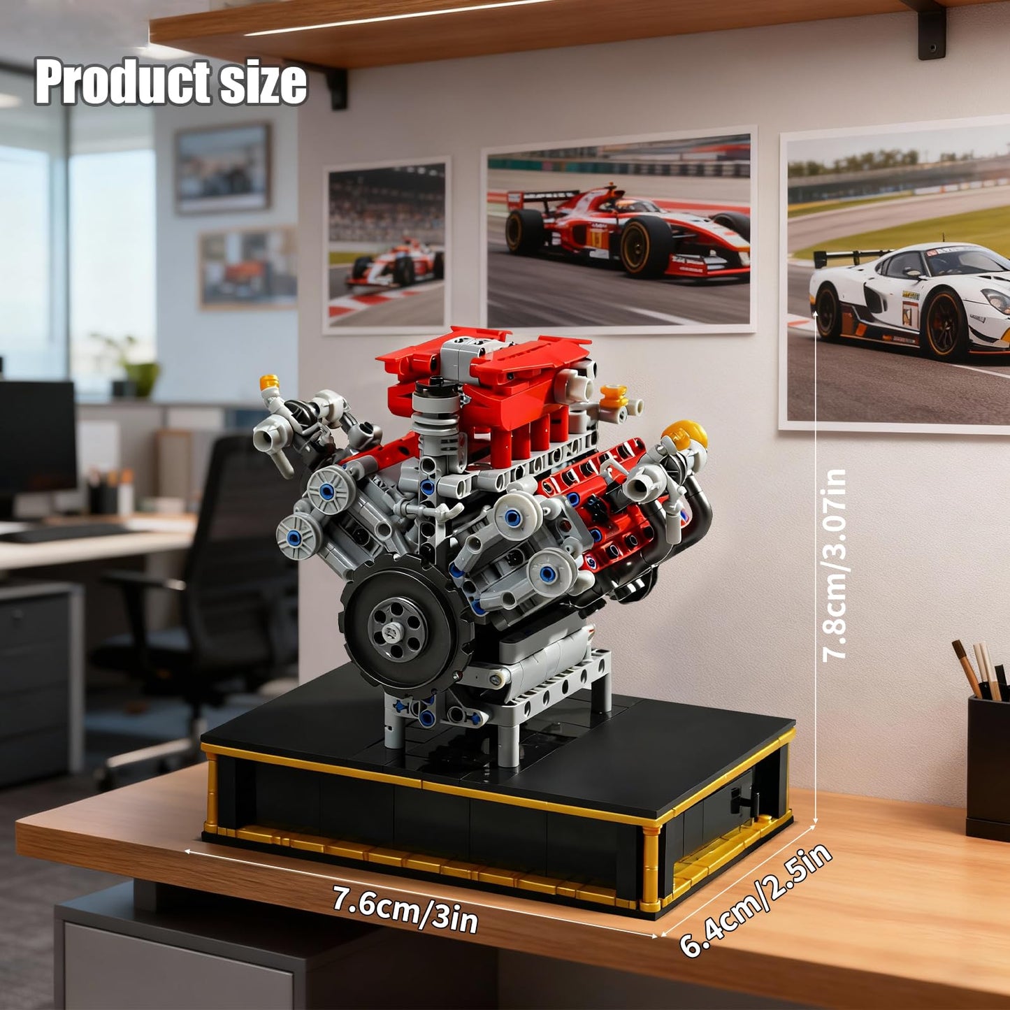 NERCISU V8 Engine Technic Building Blocks Set That Runs Smoothly, Build Your Own 8 Cylinder Visible Dynamic 488 Engine Model Kit with Motor, STEM Educational Gift for Adults & Boys Ages 8+(1123PCS)
