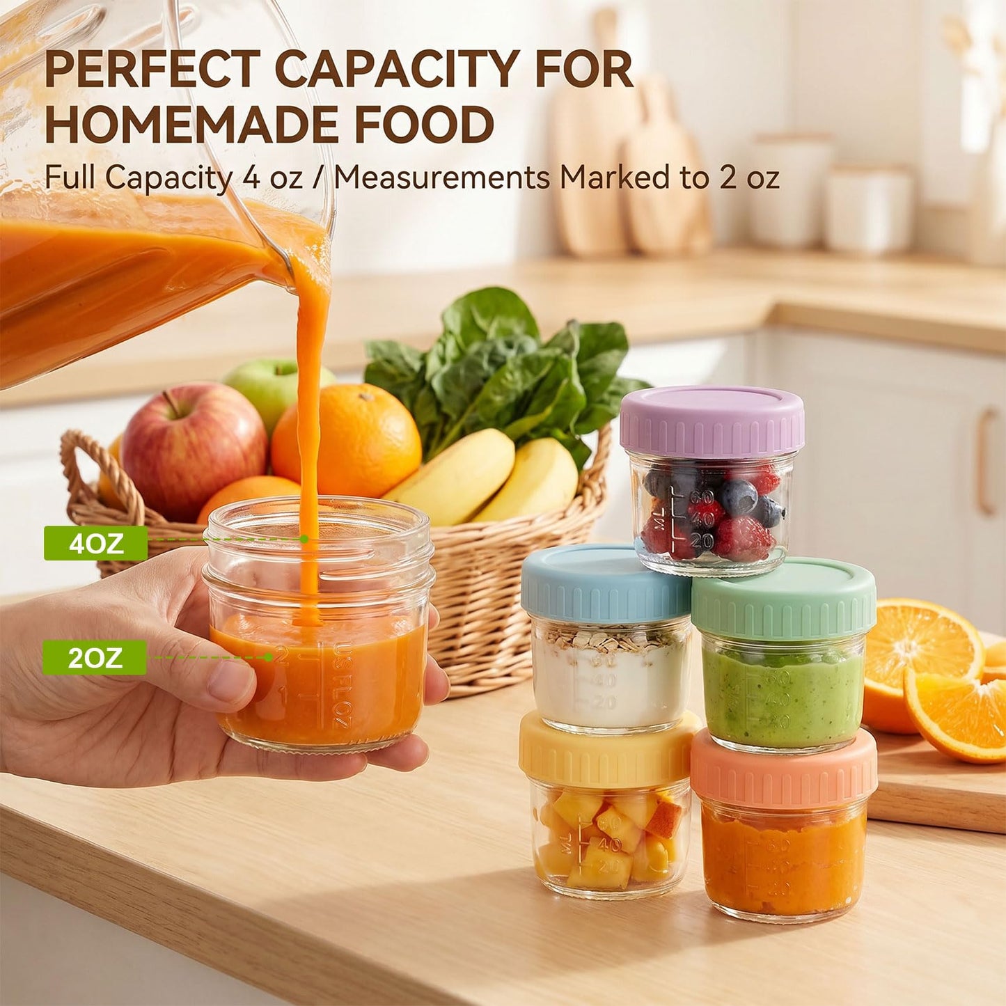 BOMEX 4oz Glass Jars with Lids Salad Dressing Container To Go Small Clear Glass containers for Wedding Favors Crafts Food Sample Storage Sauce Dressing Spice Jars 6 Pack