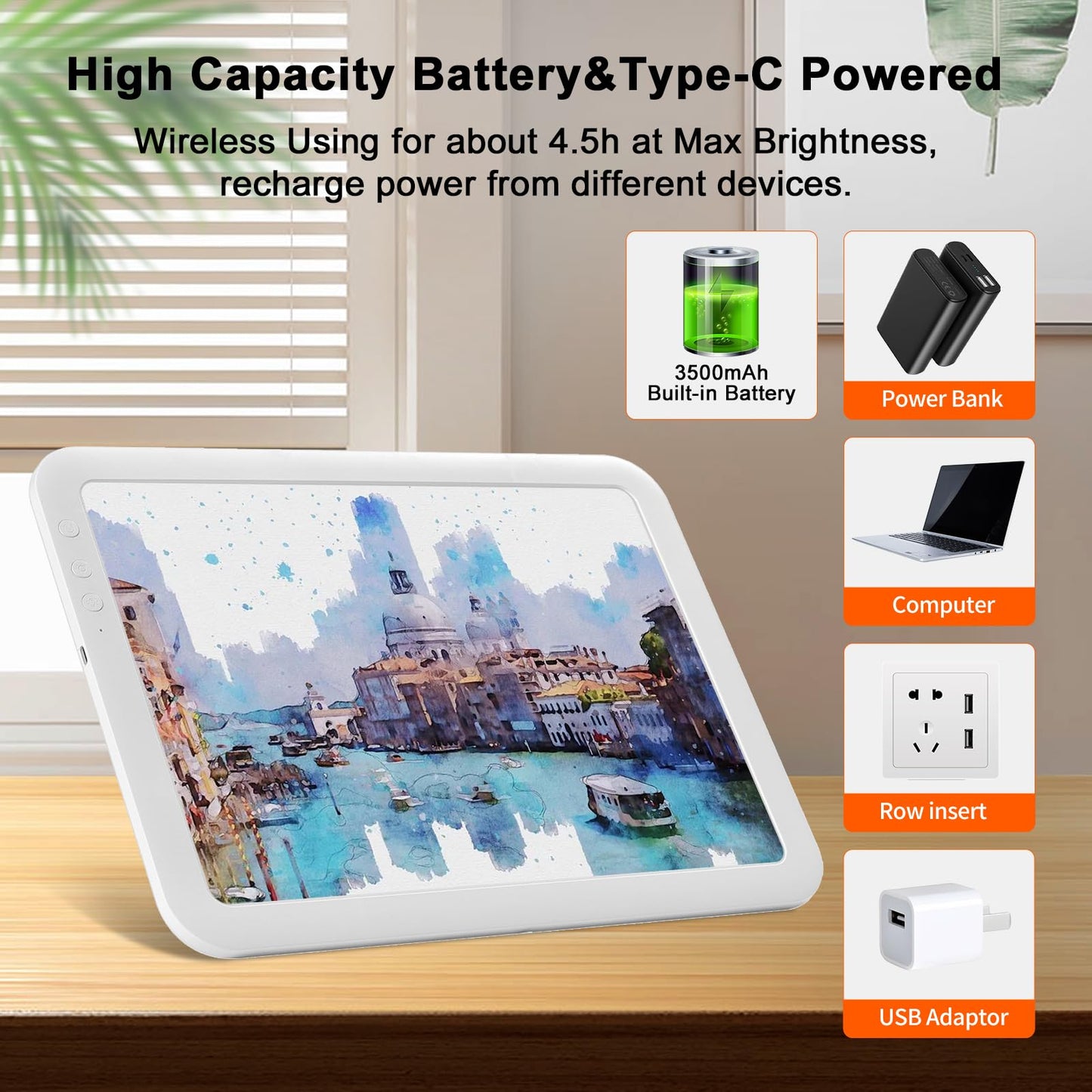 Rechargeable A3 LED Light Box with Carry Bag, elice Wireless Lightbox Drawing Light Table Light Pad Light Copy Board for Artist Sketching, Up to 6670 Lux Super Bright Lightpad for Cricut Weeding Vinyl