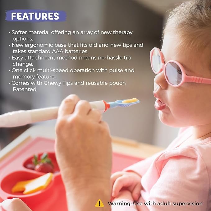 TalkTools Sensi Oral Sensory Therapy Tool with Soft Sensi Jaw Tips (Grey, 5 Tips Set - Grey)