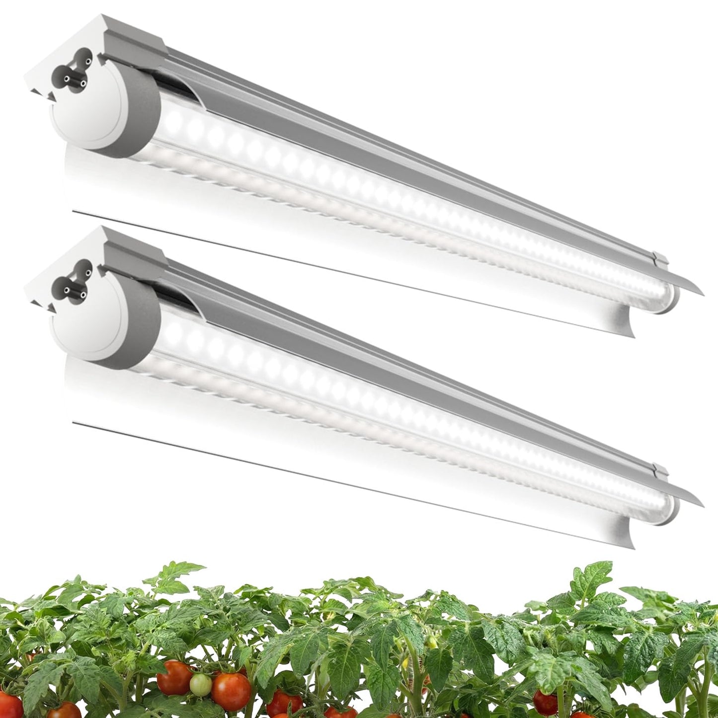VShape 2 Pack LED Grow Light 2FT, 5000K Full Spectrum, 48W(2 x 24W), Linkable Growing Lamp Fixture, T8 Grow Lights for Indoor Plants, Seed Starting, Vegetables