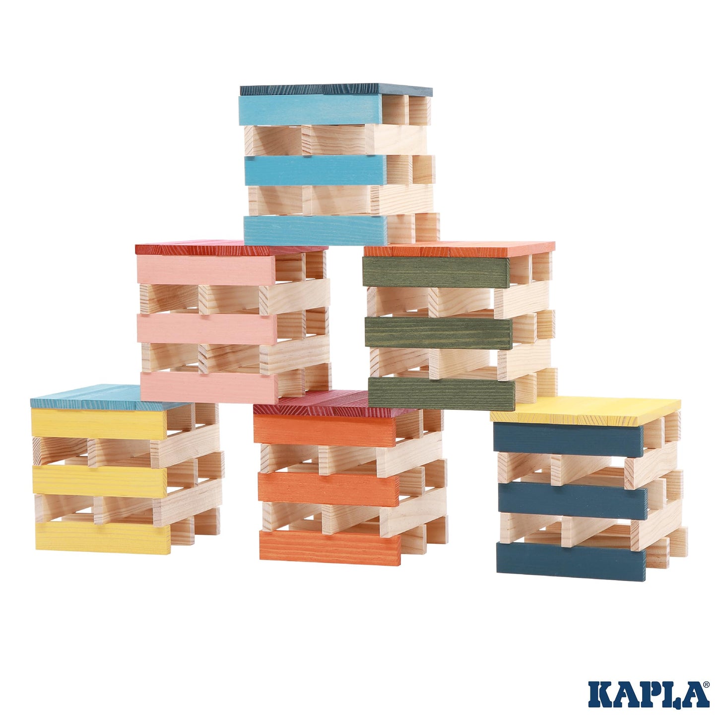 KAPLA 100 Octocolor Case - Wooden Construction Set 100 Colored Building Planks