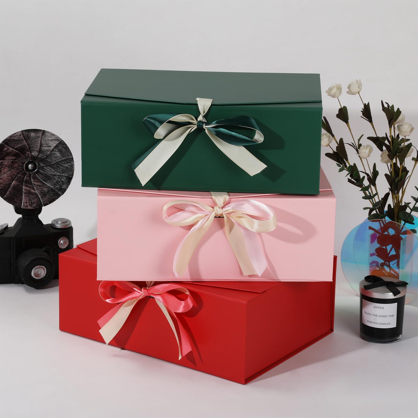 STOBOCTER Gift Box,13.5x10x5 Gift Boxes with Lids for Presents,Pink Magnetic Gift Box for Wrapping,Birthday, Wedding, Bridesmaid Proposal, Christmas,Includes Ribbon,Card