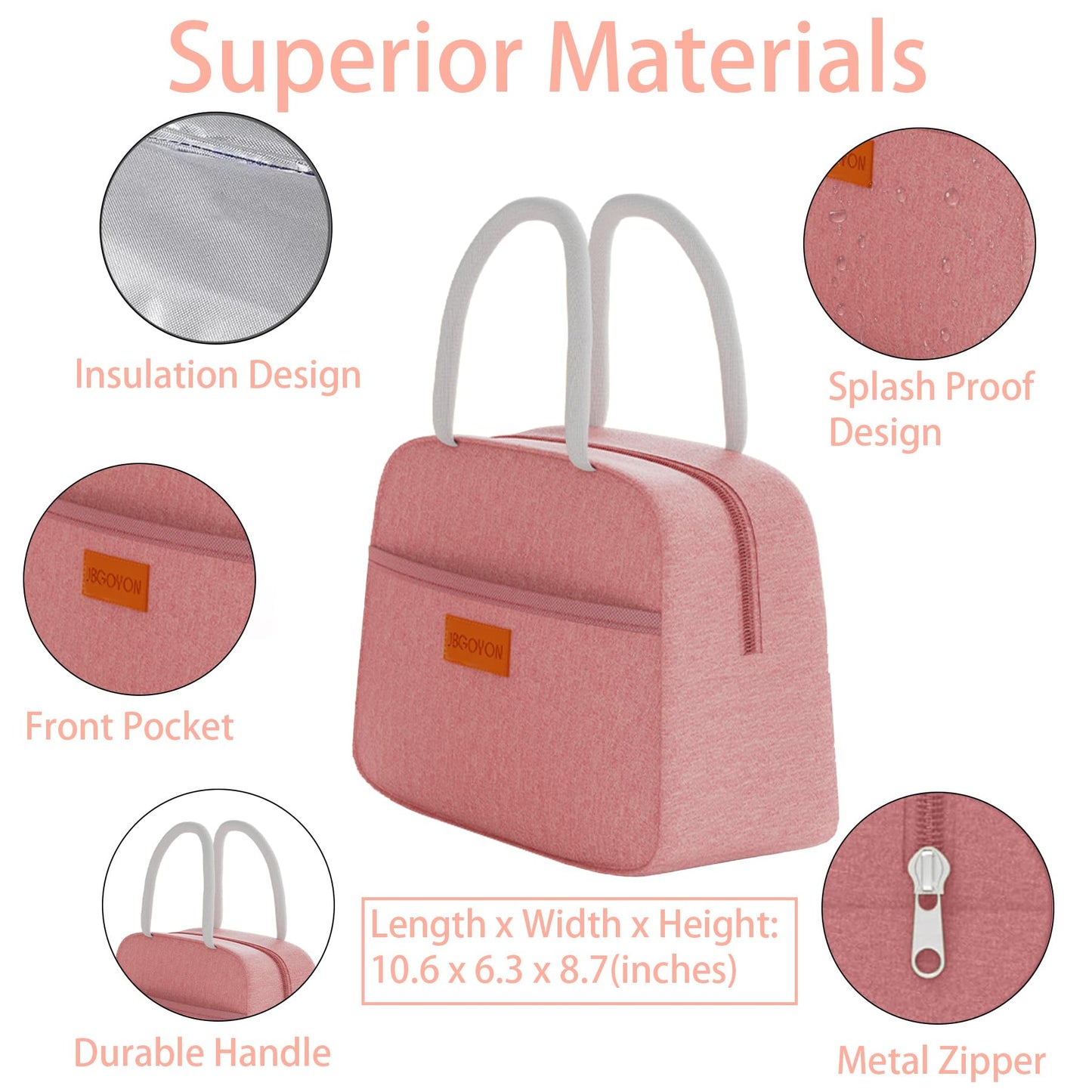 JBGOYON® Bento Lunch Box Set - 3 Stackable Containers for Adults and Kids，lunch box for women- Includes Lunch Bag, Leak-Proof and BPA-Free - Built-in Utensil Set - Dishwasher Safe (Pink)