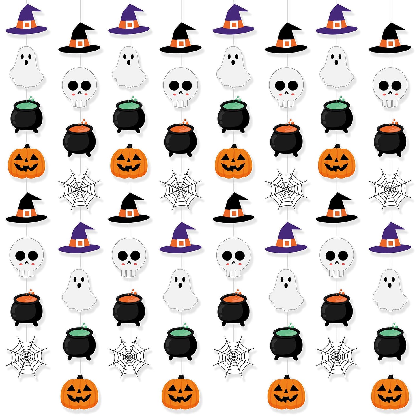 Halloween Hanging Decorations Halloween Party Banner Cute Hallowee Decor with Hallowee Witch Ghost Pattern Card Banner 8PCS Holiday Decorations, Hocus Pocus Hallowee Decorations