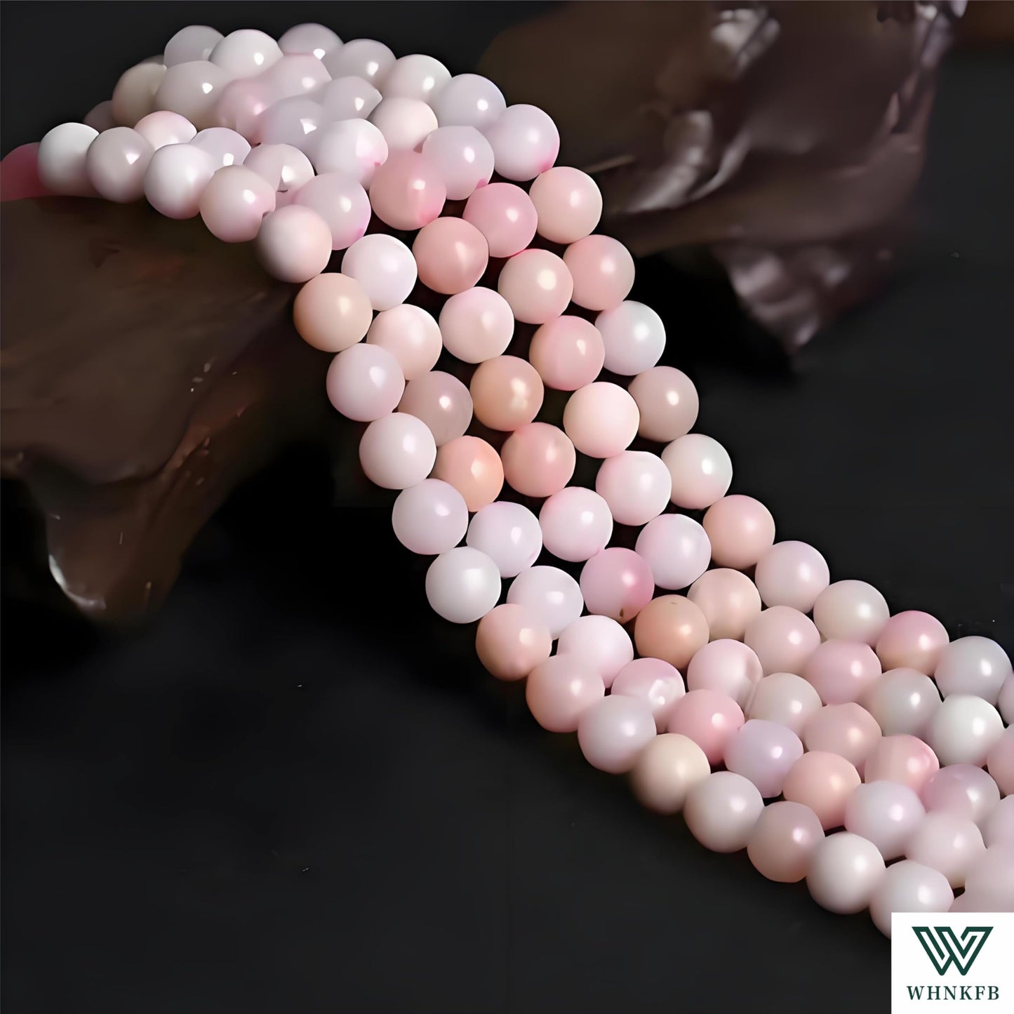 WHNKFB 10mm 50PCS Natural Pink Opal Round Beads, Rose Quartz-Like Loose Gemstone Beads for Jewelry Making Craft - 4mm 6mm 8mm 10mm Options with Free Elastic Cord