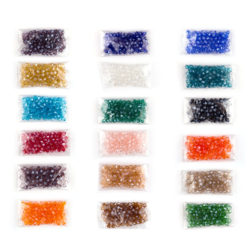 LONGWIN Lot 1800pcs Glass Bicone Beads 4mm for Adults, Crystal Beads Jewelry Making Supply for Bracelets, Necklaces, Earrings